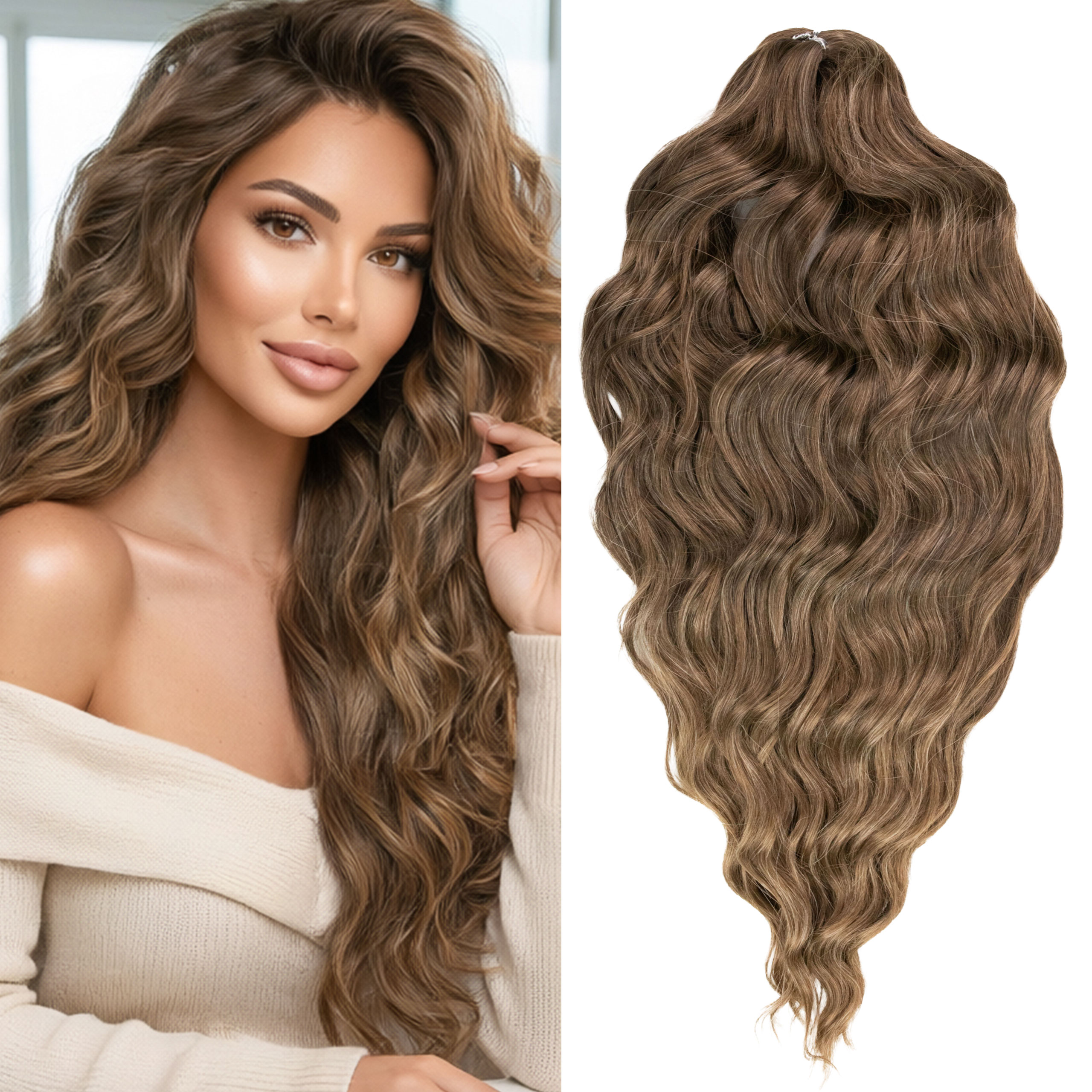 Syntetické česací vlasy Afroloki Crochet Hair Body Wave Ombre hnědé