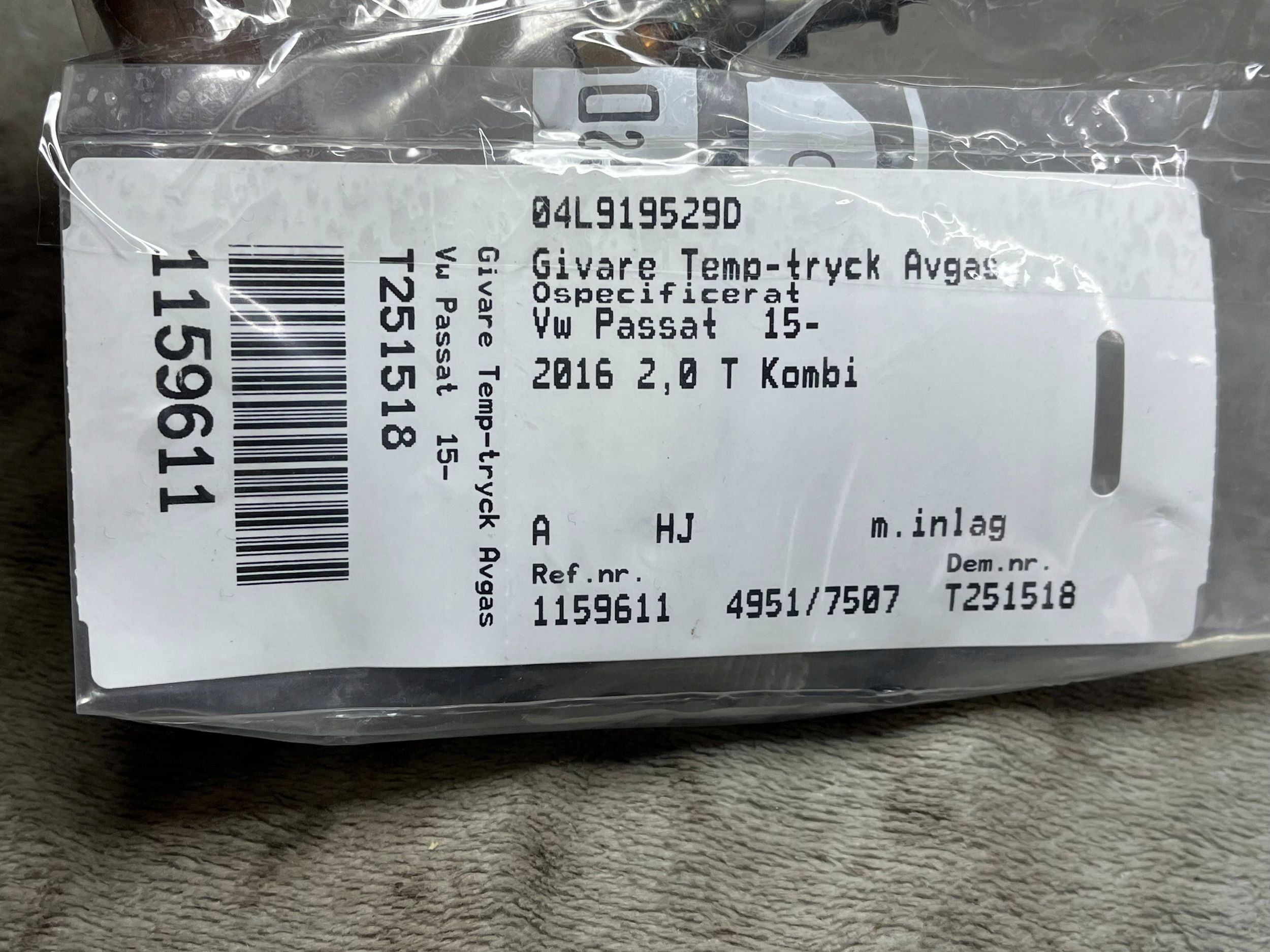 Sensor temperatury Gase VW PASSAT B7 (362) 04L919529D 2.0L diesel !J