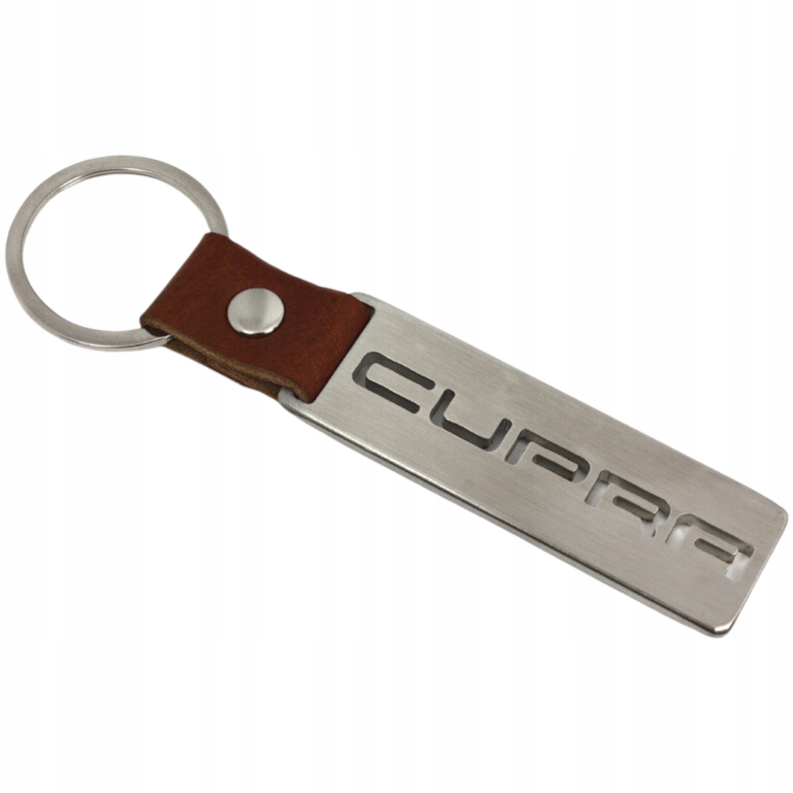 Brelok stal nierdzewna do kluczy skóra naturalna breloczek Seat Cupra Leon