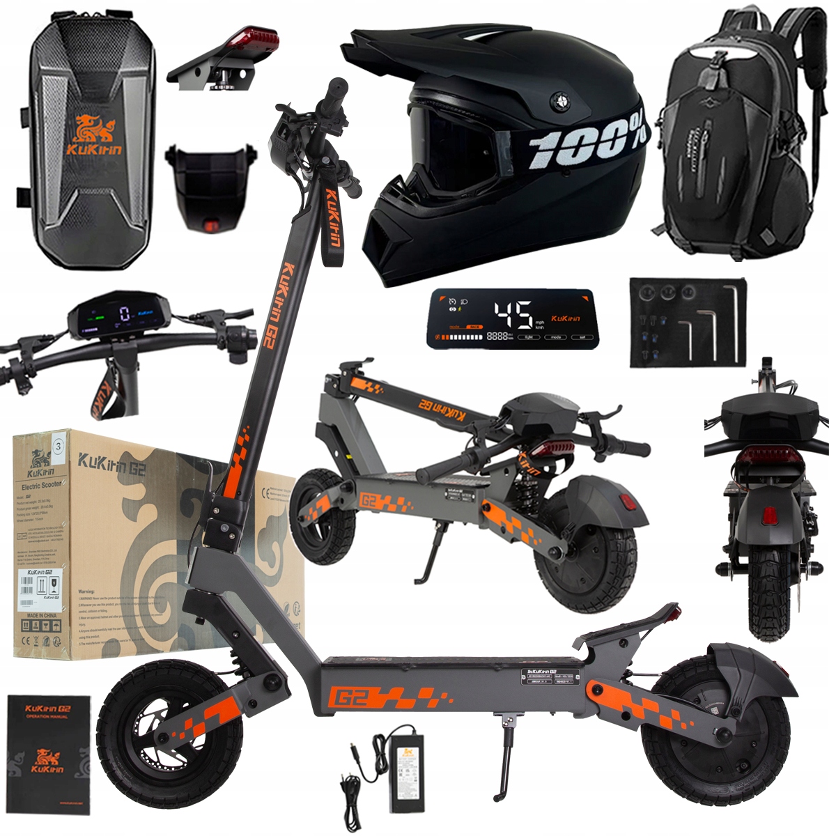 Kukirin G2 2026 Nové skládací elektrické vozidlo 1200W 45KM/H 15Ah 48V 10"