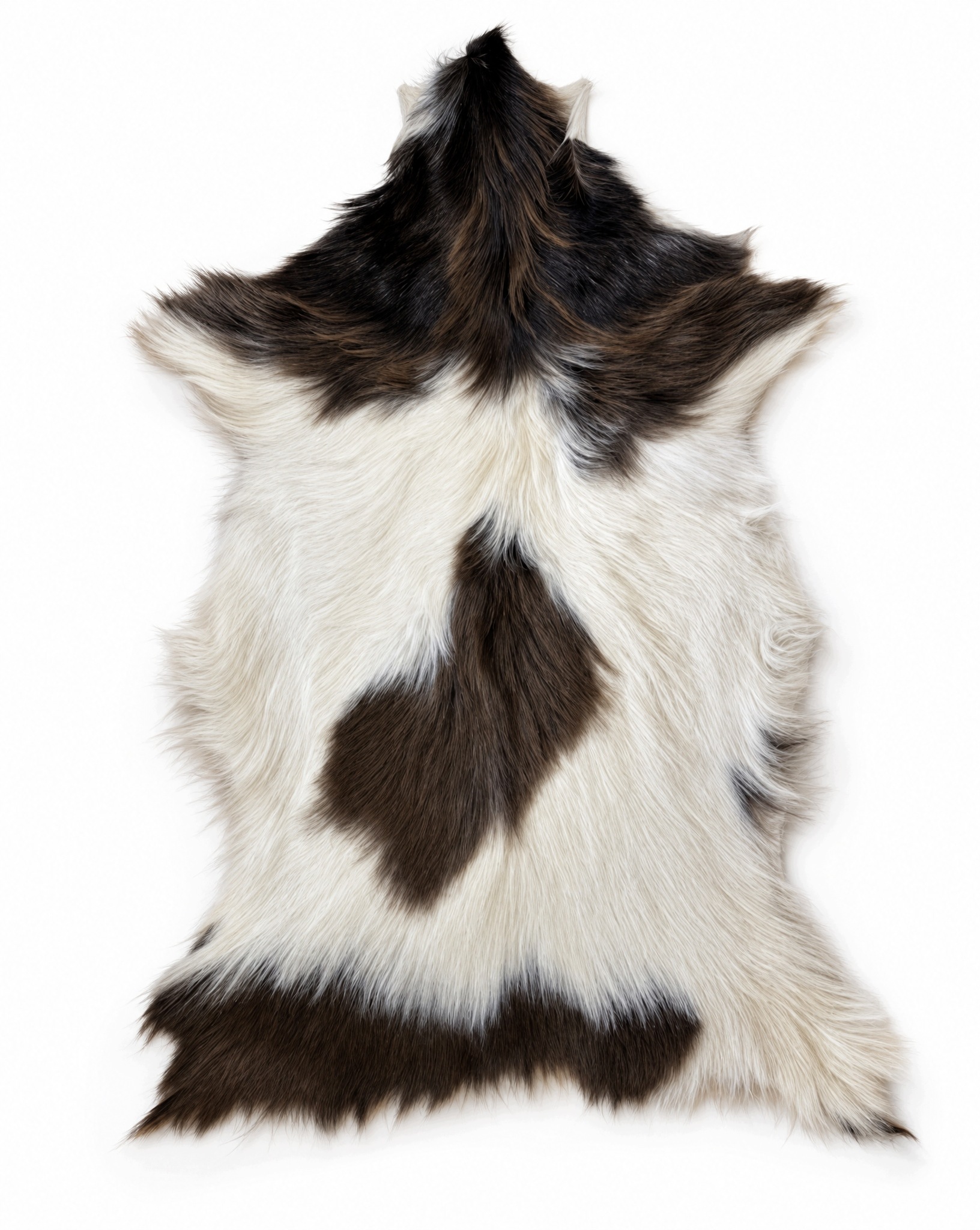 Dekorativní kozí kůže „Bílo-hnědá“ XL/90 cm *přírodní Unikát*