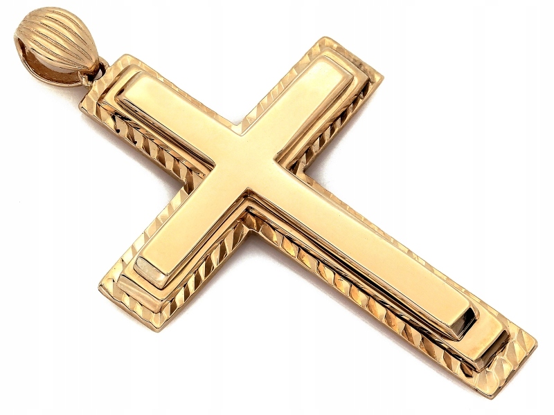 Přívěsek velký zlatý lesklý křížek 585 14k, váha 6.81g, dárky
