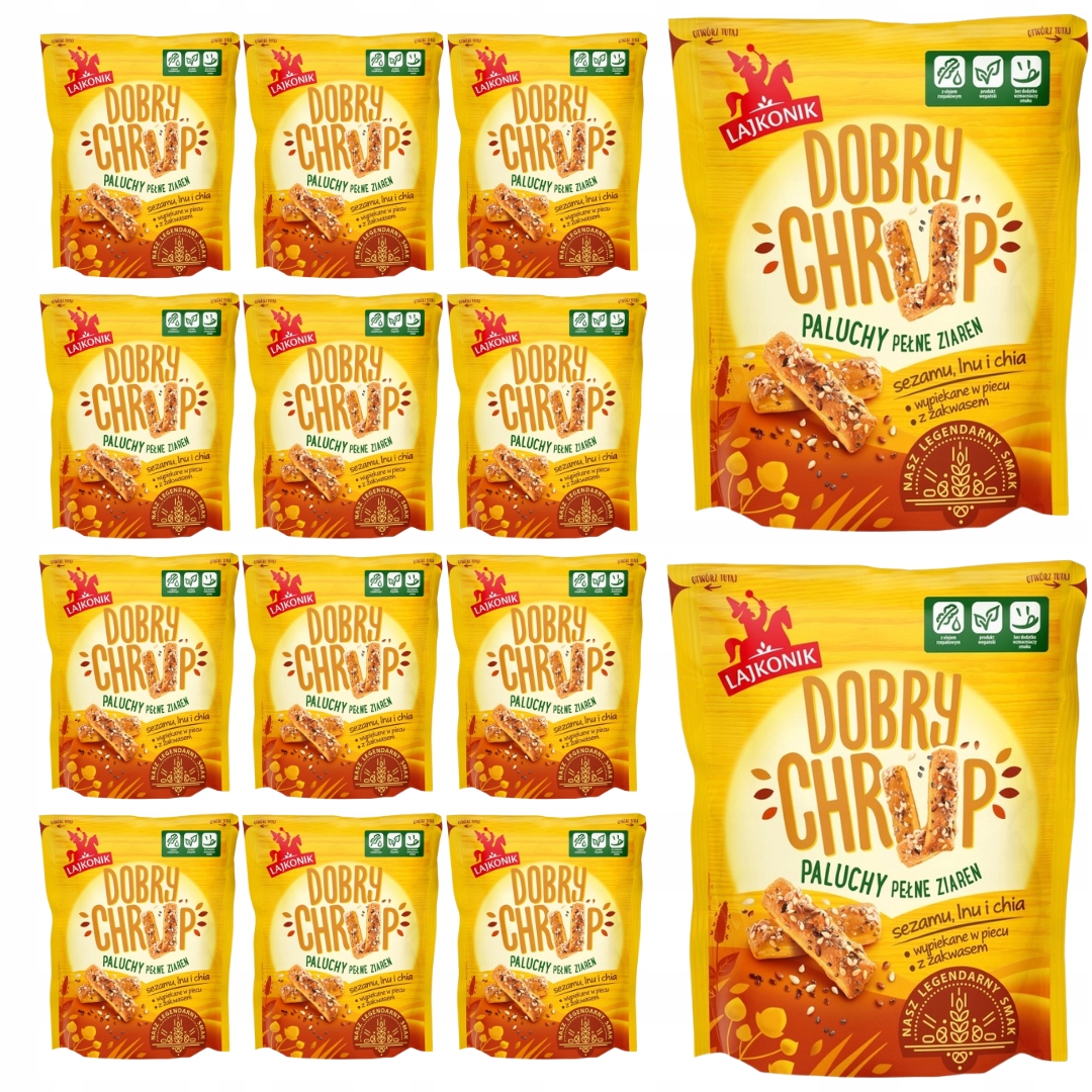 Levně Lajkonik Dobrý Chrup Tyčinky plné sezamových zrn lnu a chia 100 g x 14 ks