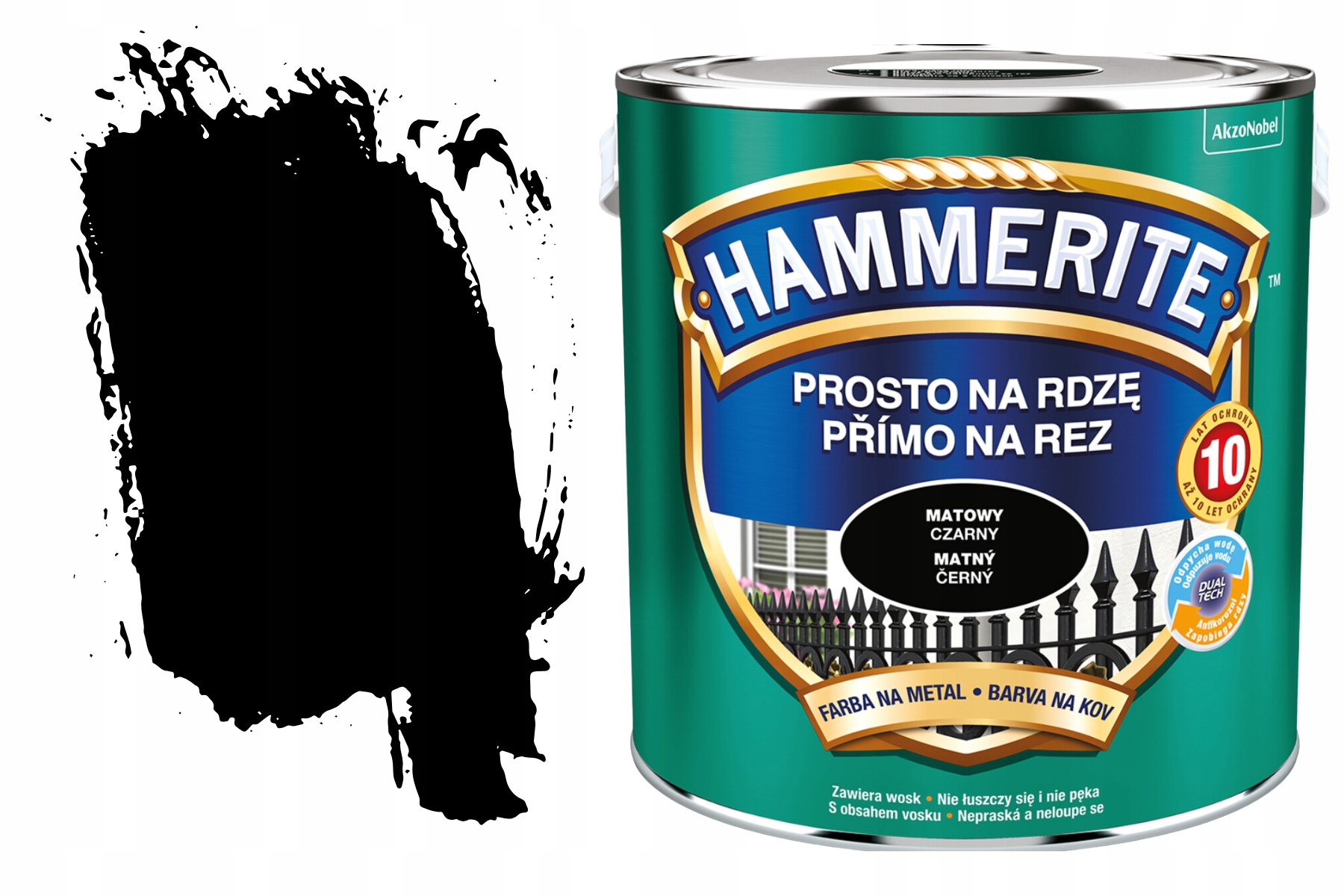 Hammerite do Metalu Gruntoemalia Antykorozyjna Na Rdzę Czarny Mat 2,5L