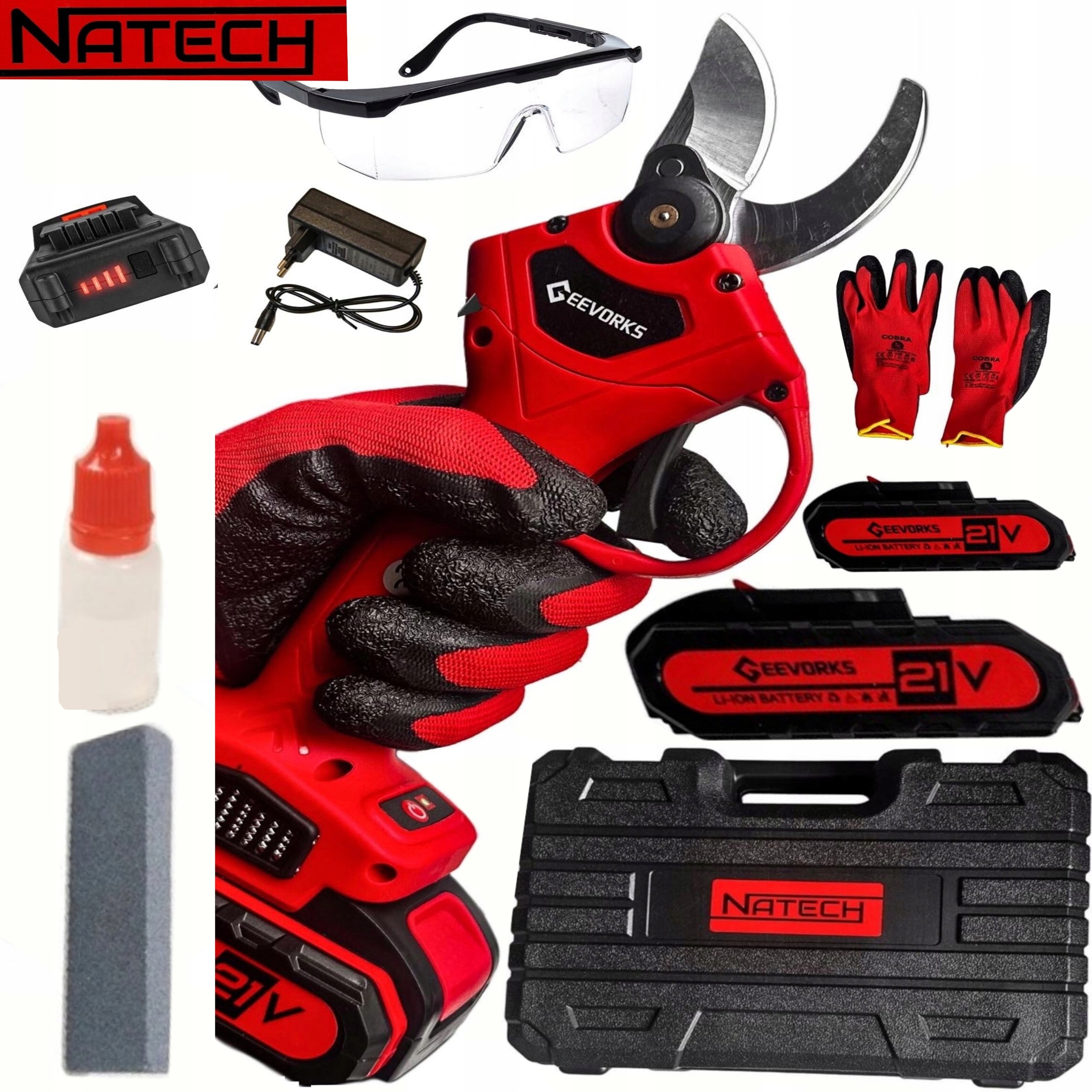 Natech Zahradní nůžky Akumulátorové Elektrické 2Ah Sada