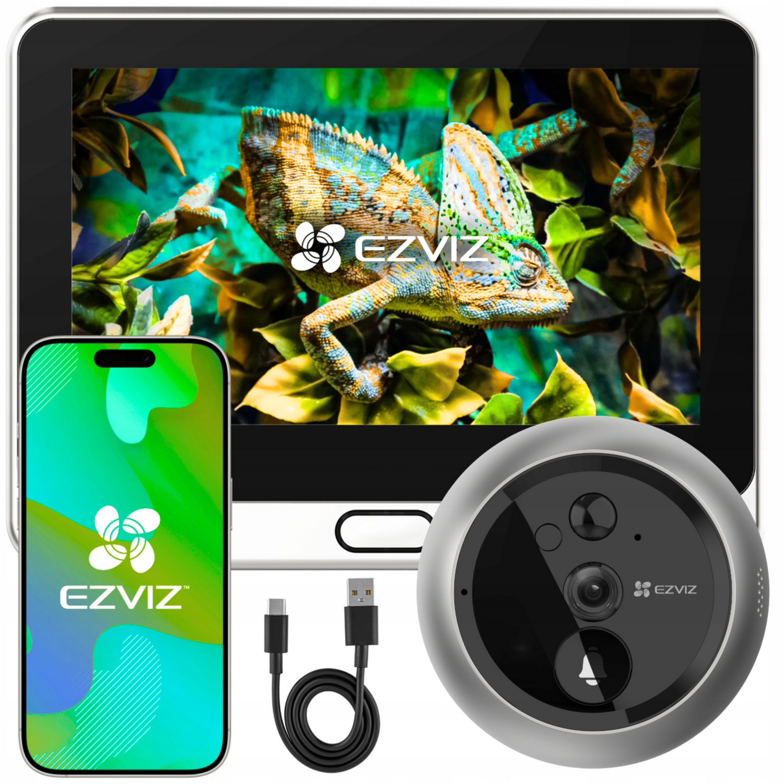 Kamera Wizjer DP2C Do Drzwi Elektroniczny Dzwonek Wifi Aplikacja Akumulator