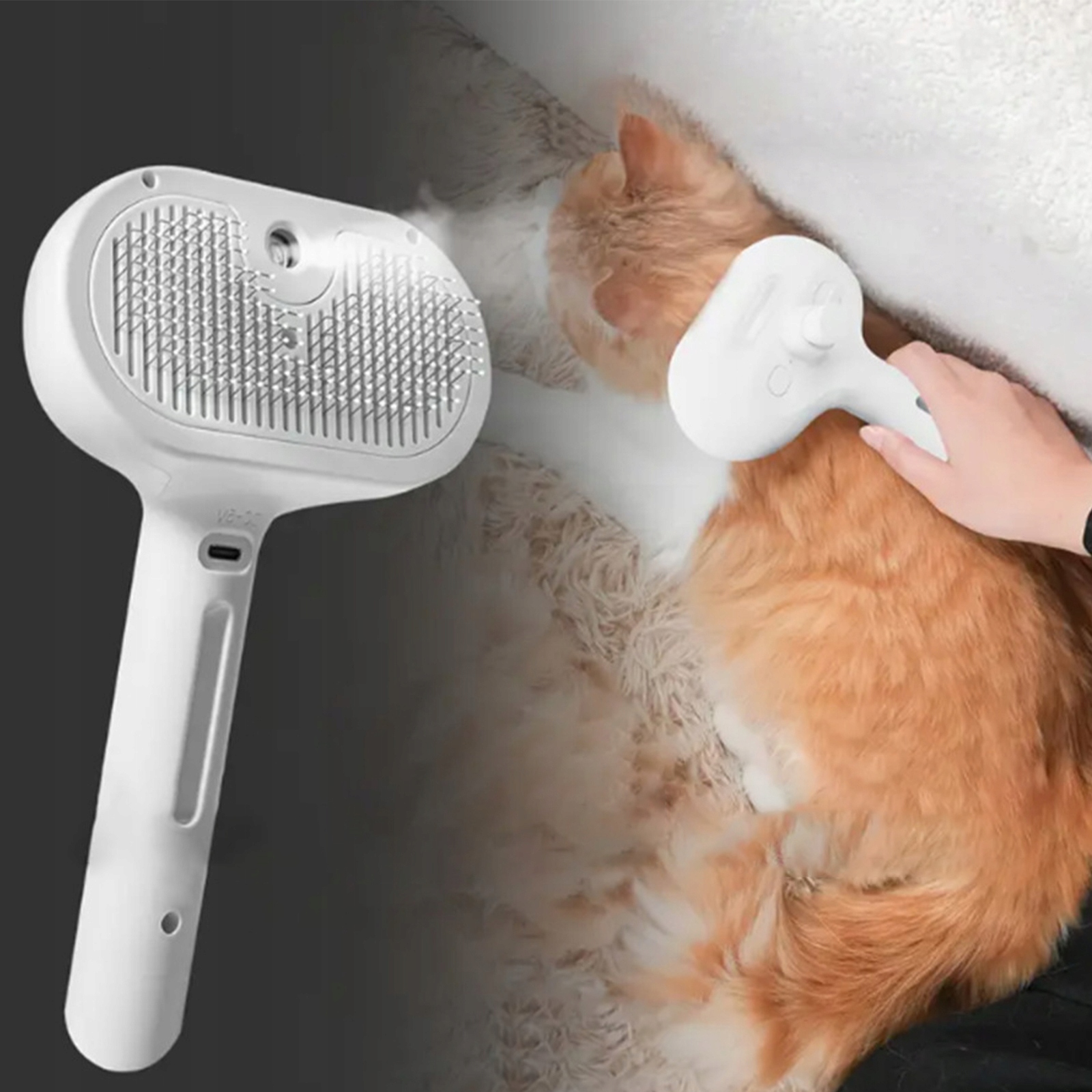 Levně Elektrický Kartáč Na Péči O Schůzku Pro Psy A Kočky, Hydratační, Usb, Bílý