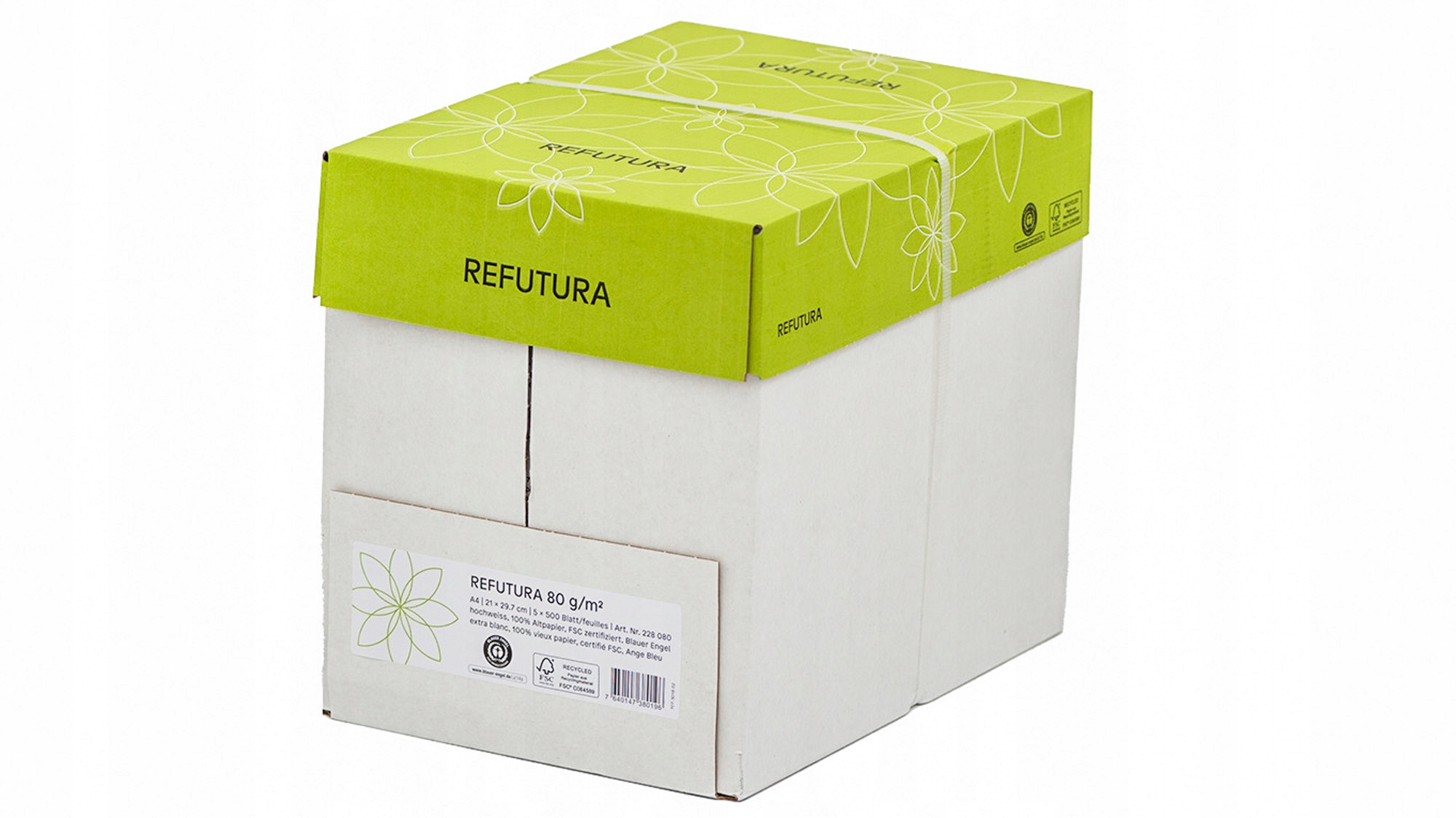 Papier biały biurowy ksero do drukarki a4 80 gram REFUTURA 5x500 EAN (GTIN) 5906884470166
