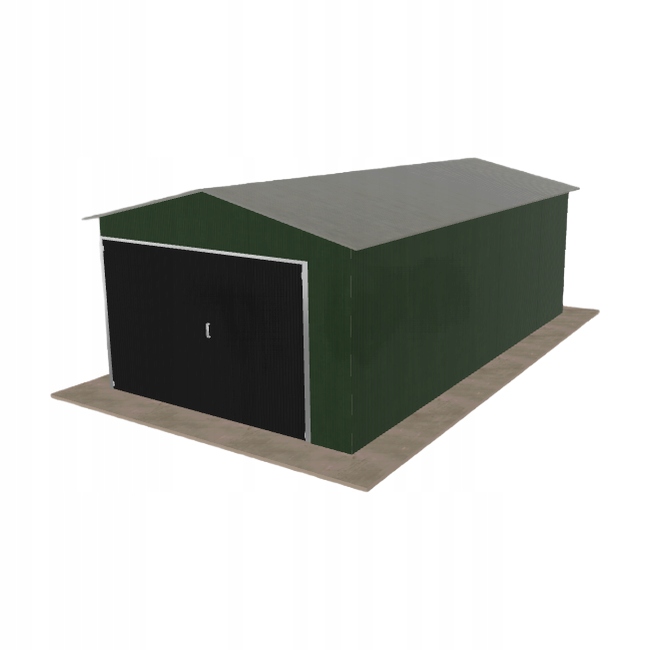Plechová garáž 3.5x6.5 m jednopolohová, dvouspádová, zelená