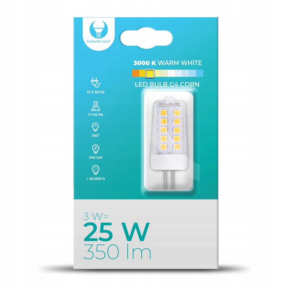 

Żarówka Led G4 Corn 3W 12V Ac/dc 3000K 300° 350lm