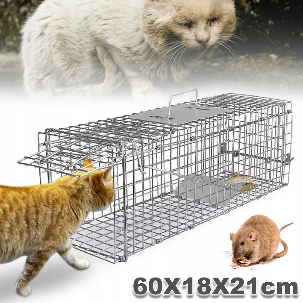 Klatka Pułapka Żywolapka Na Kuny Kot I Łasice Metalowa Klatka 60X18X21CM