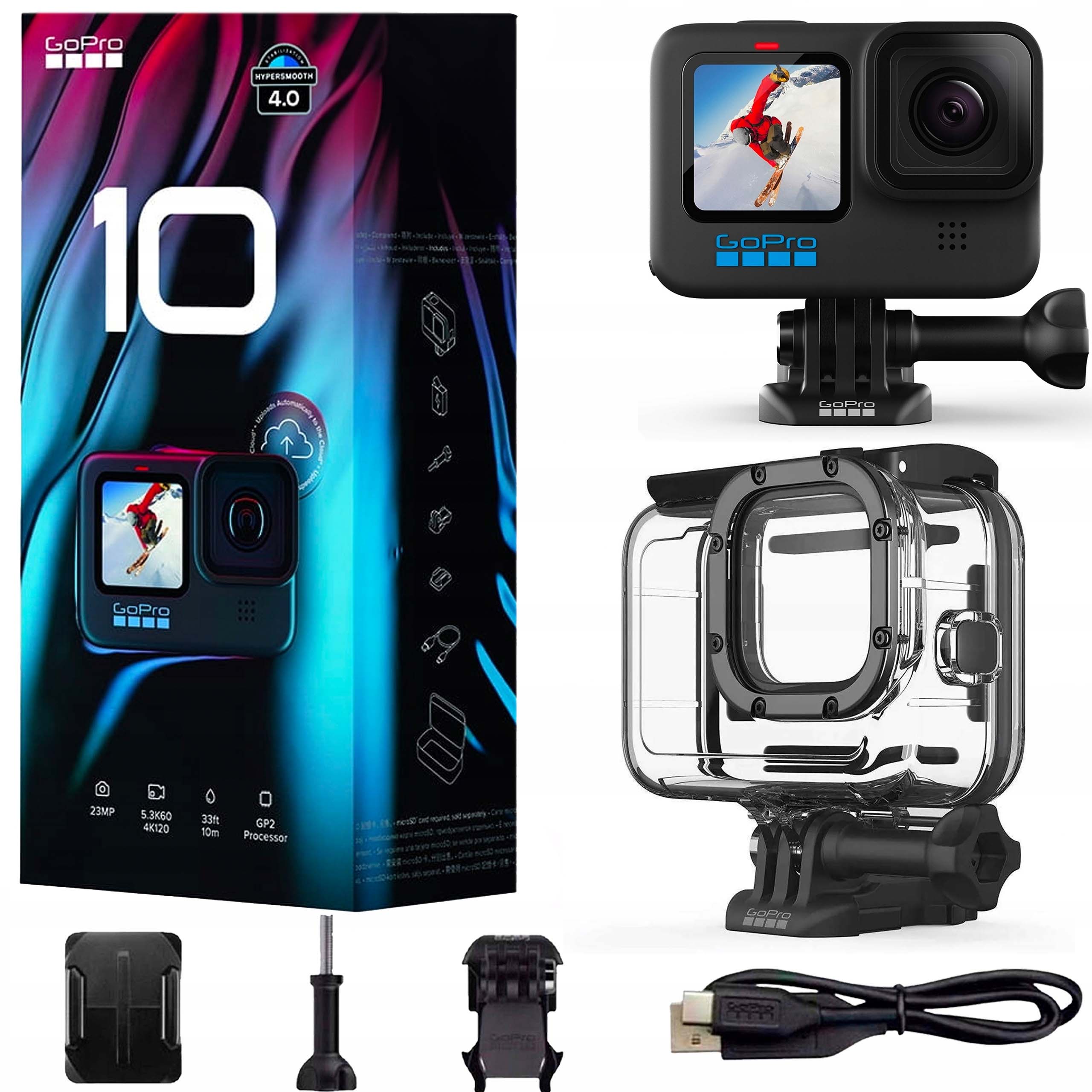 Akčná kamera GoPro Go Pro HERO 10 Black + Vodotesné puzdro Vodotesné