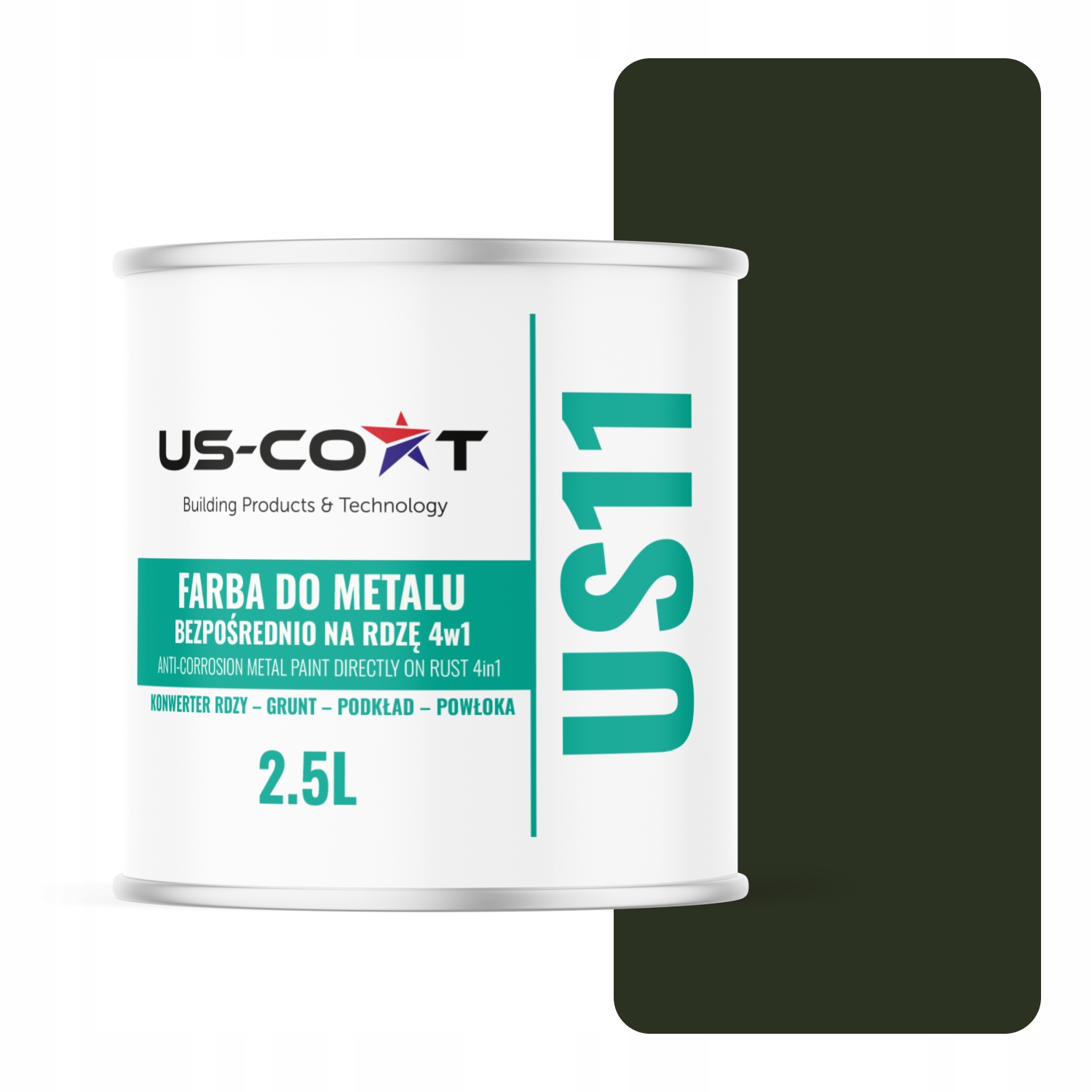 Farba Na Kov Na Plech 4v1 Fľašová Zelená Ral 6007 Satén 2,5L