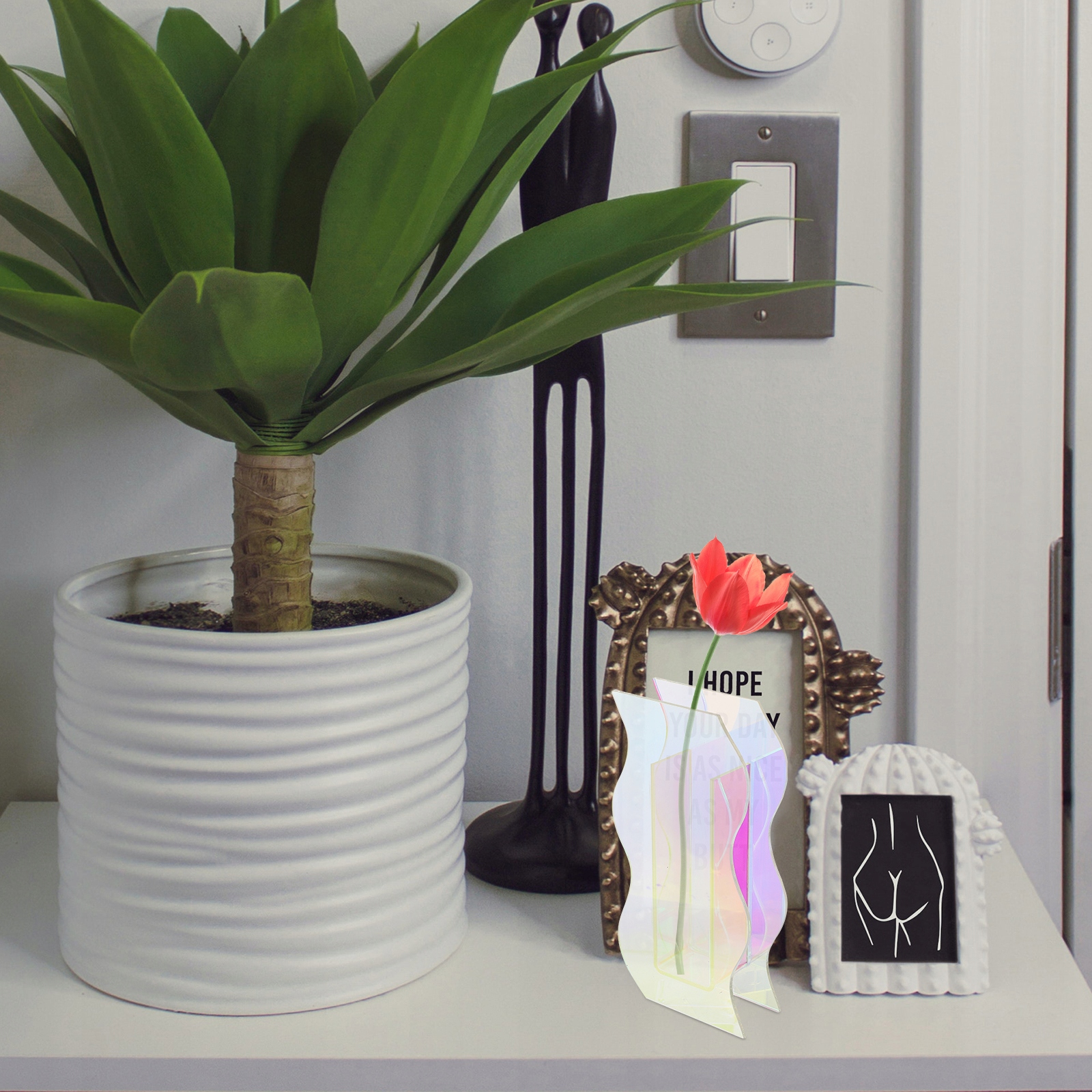 WAZON DEKORACYJNY ROŚLINNY PRZEZROCZYSTY KOLOR KSIĄŻKA KWIAT Marka bez marki