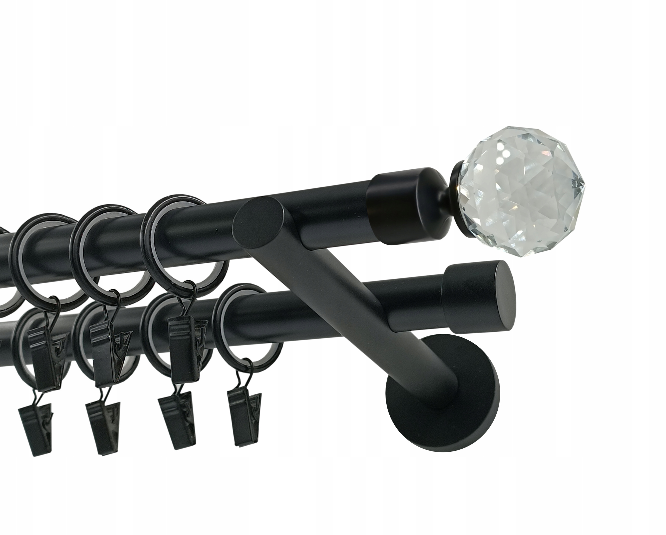 Garnýž dvojitá Kovový 19+19mm Černý Mat 400cm Kula Crystal