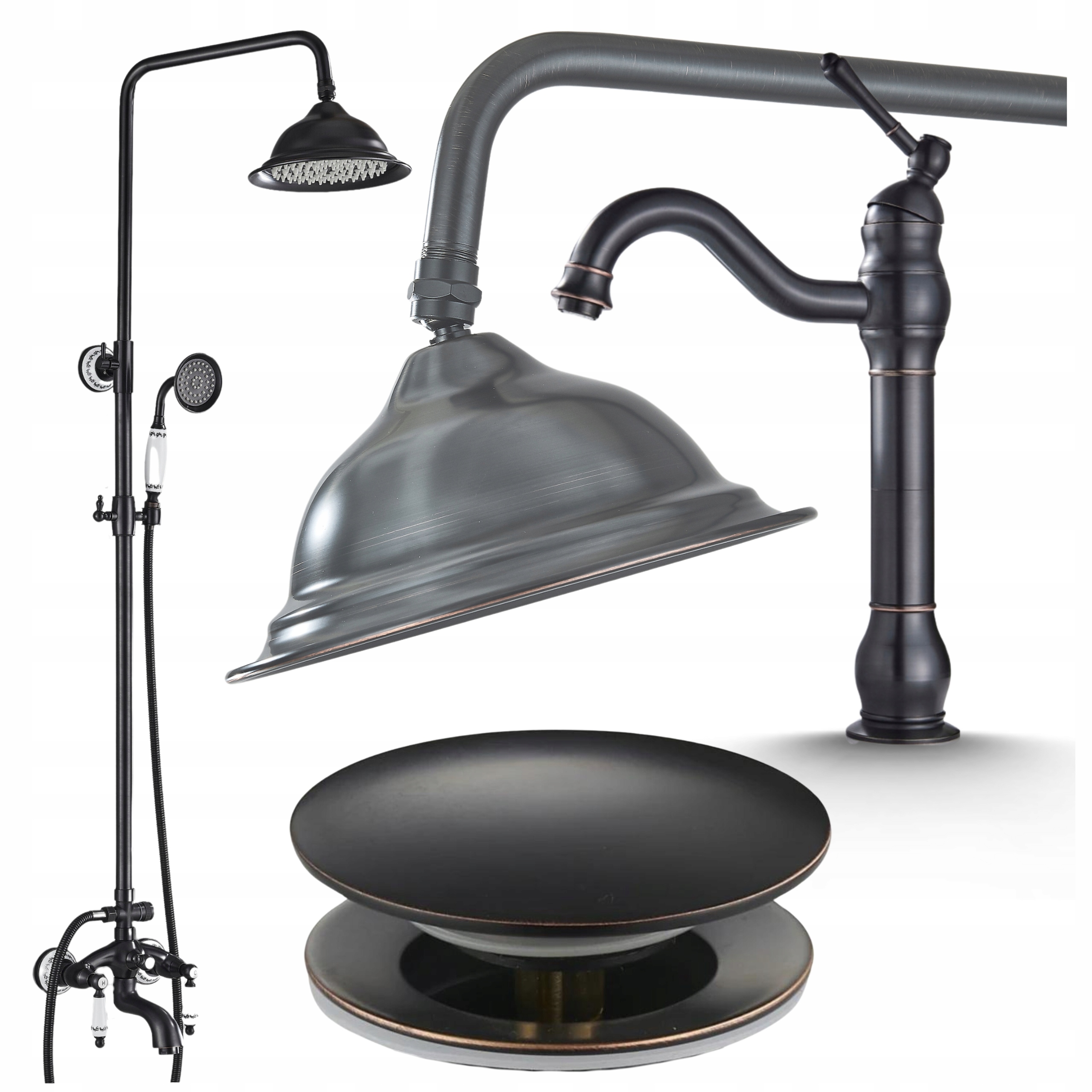 Stojící umyvadlová baterie s otočným výtokem, koupelnová mosaz, sada