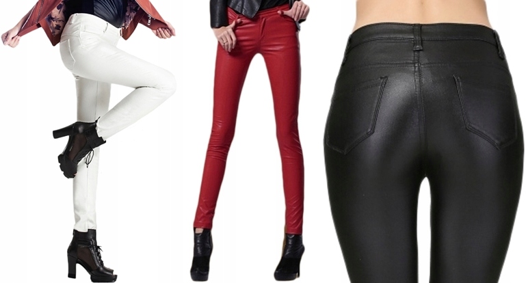 

eko Skóra Mat Legginsy Push Up 3 Kolory Polski Xs