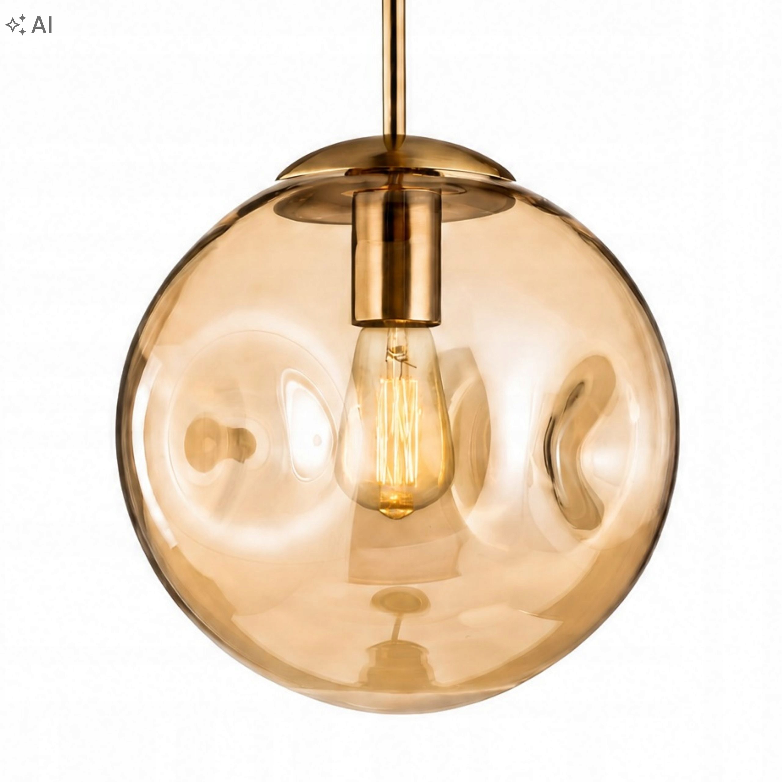 Závěsná lampa skleněná koule Lava Amber