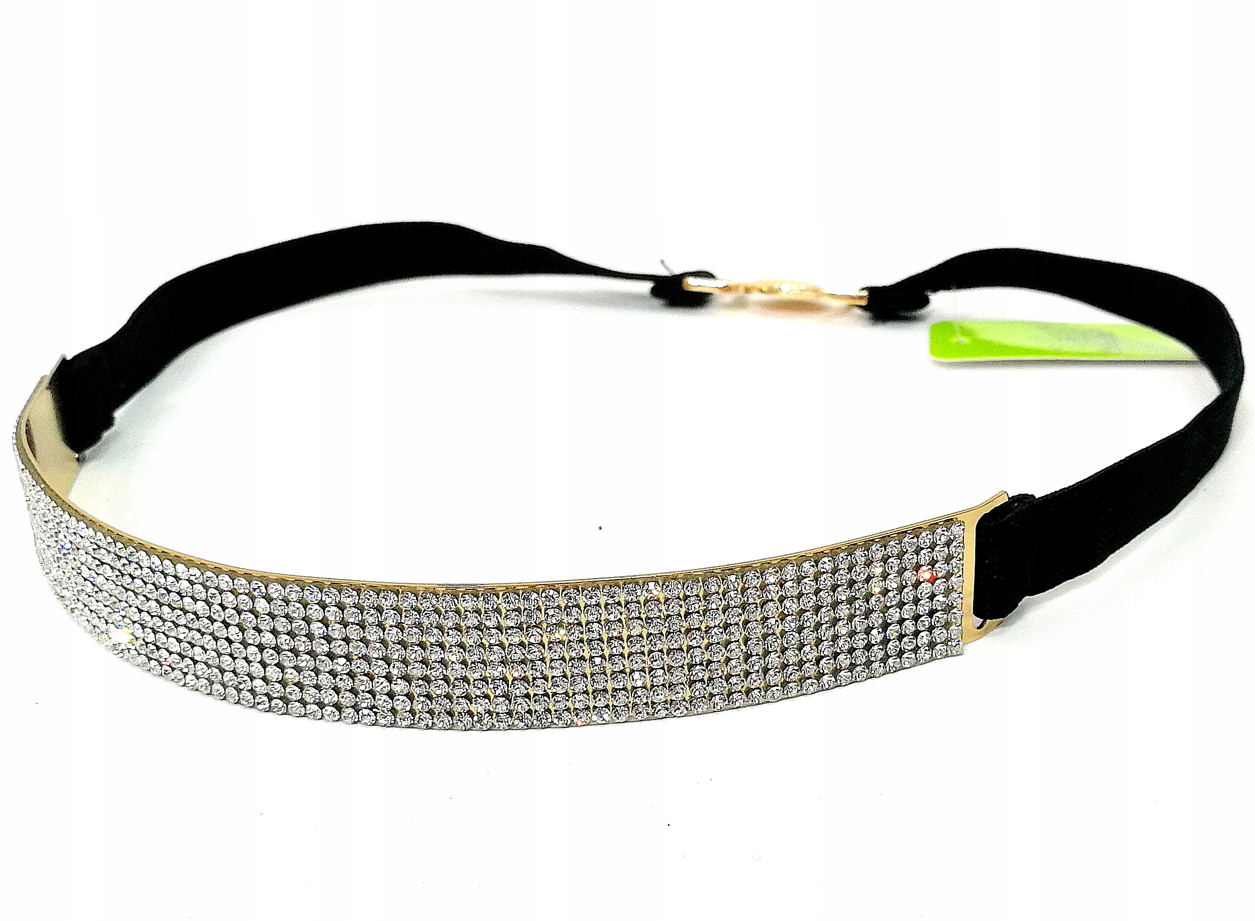 

Pasek Guma Cyrkonia Złoty Czarny Wesele Szer 2cm