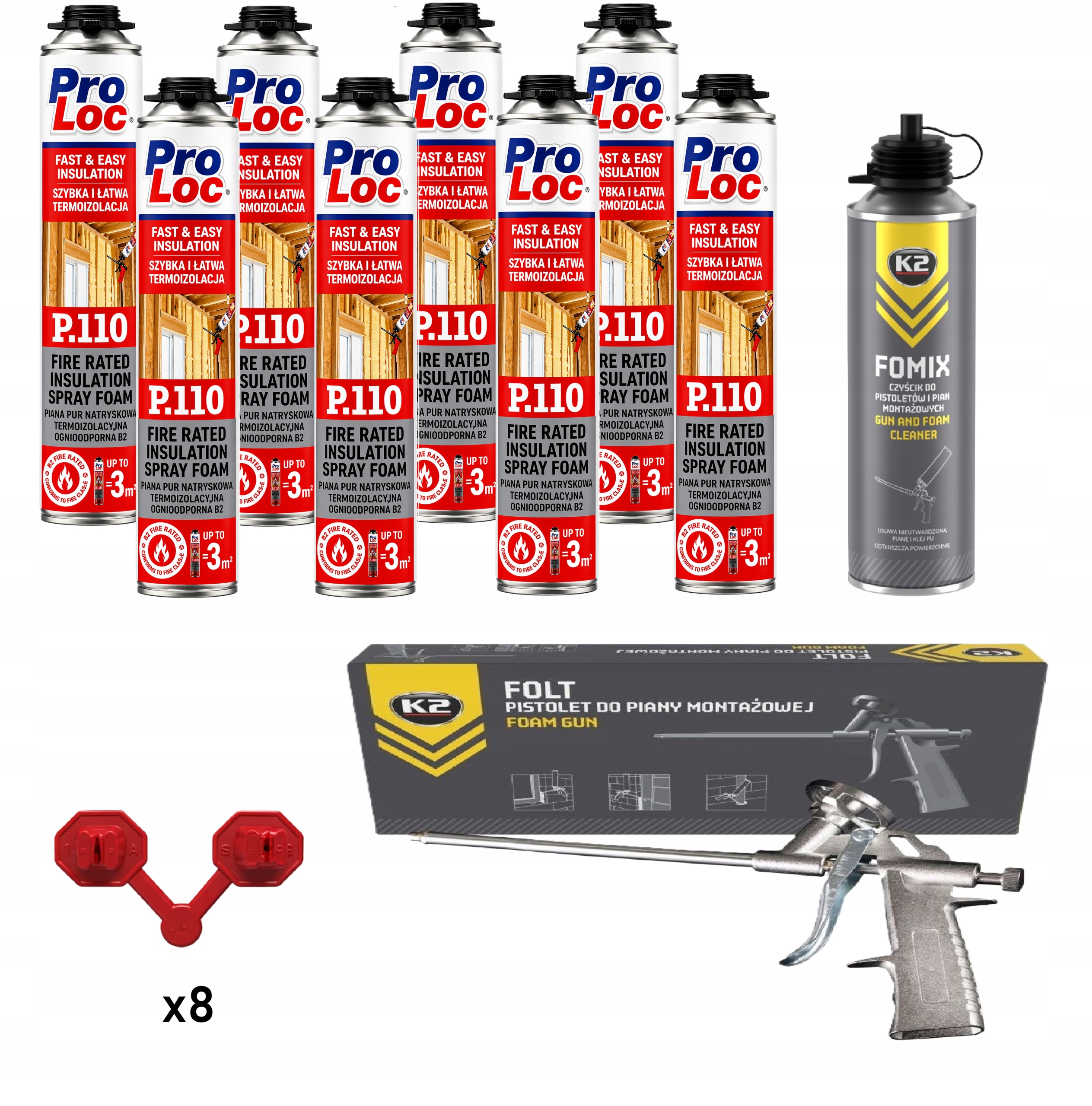 x8 Pena Pur Termoizolačná striekacia pena Ohňovzdorná ProLoc P110