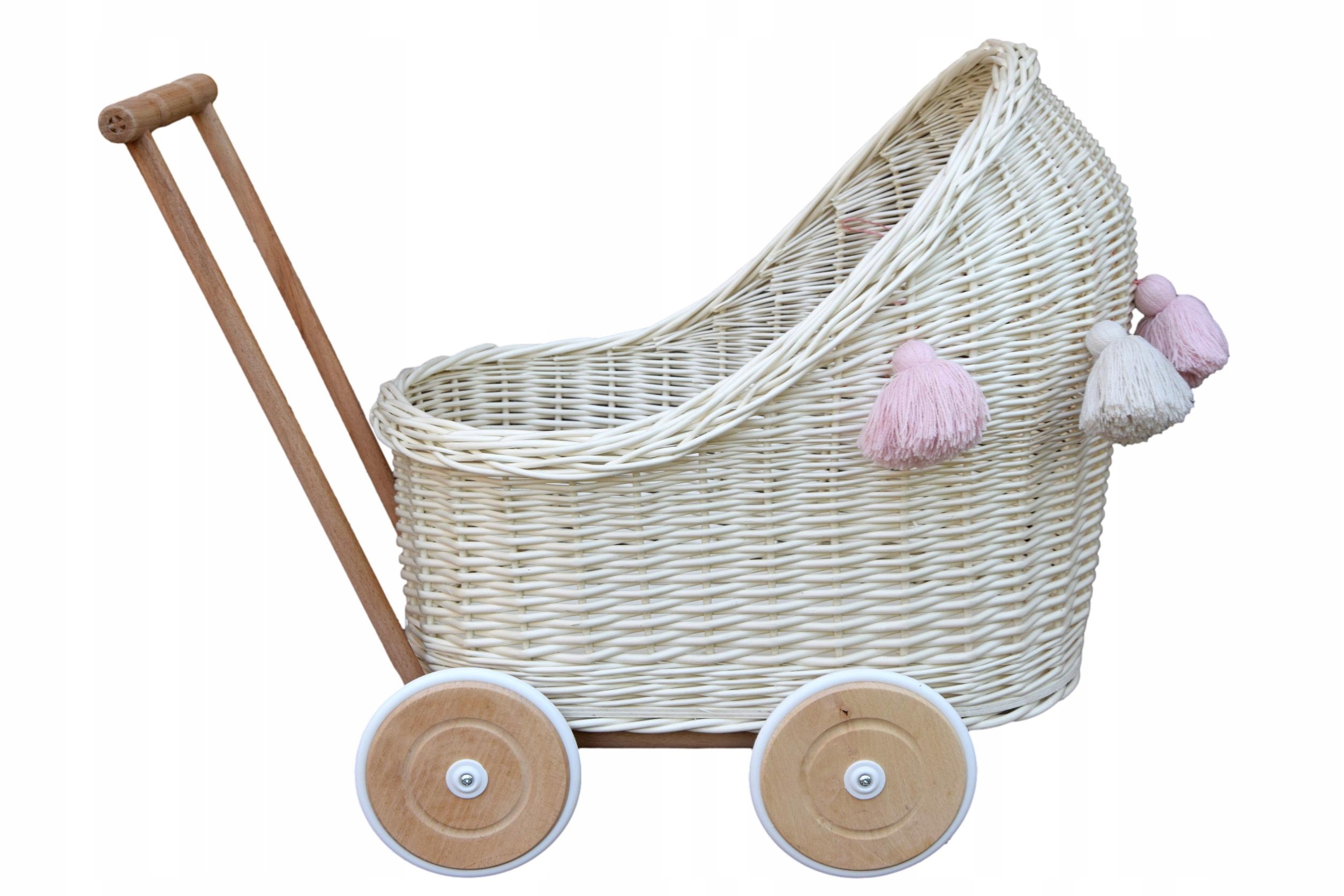 Wiklinowy wózek dla lalek z chwostami BIAŁY lalka Rodzaj głęboki