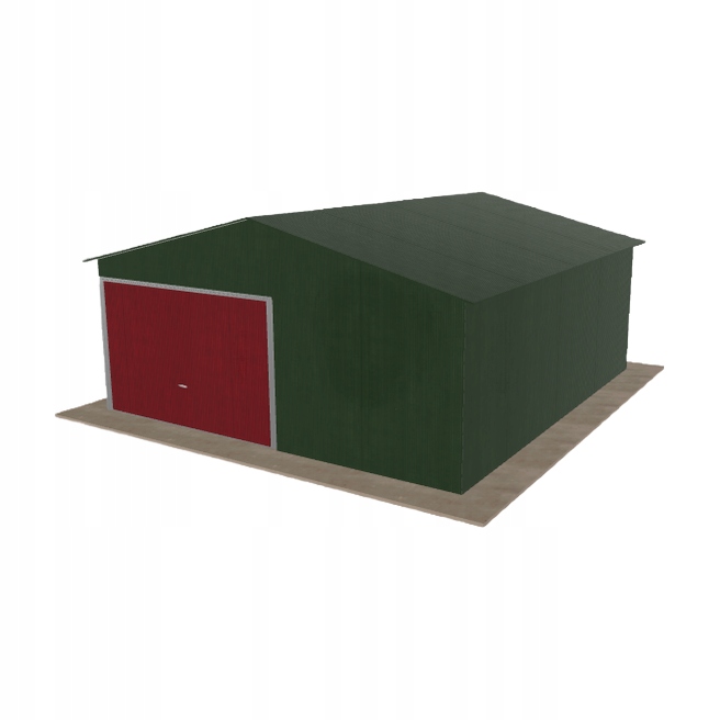 Plechová garáž 5.5 x 6 m jednopolohová, dvouspádová, zelená