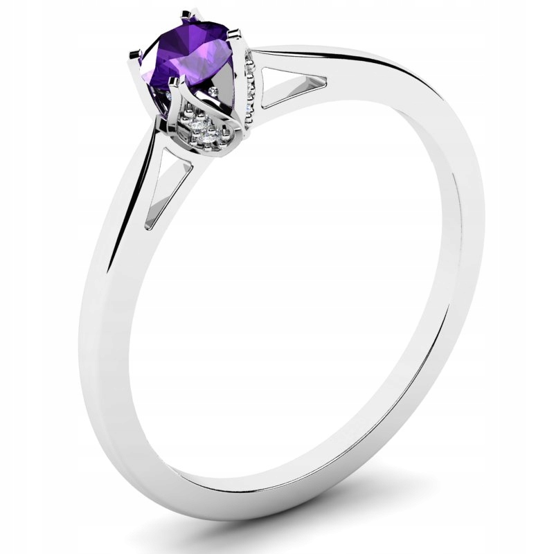 

Pierścionek Z Białego Złota Z Fioletową Cyrkonią