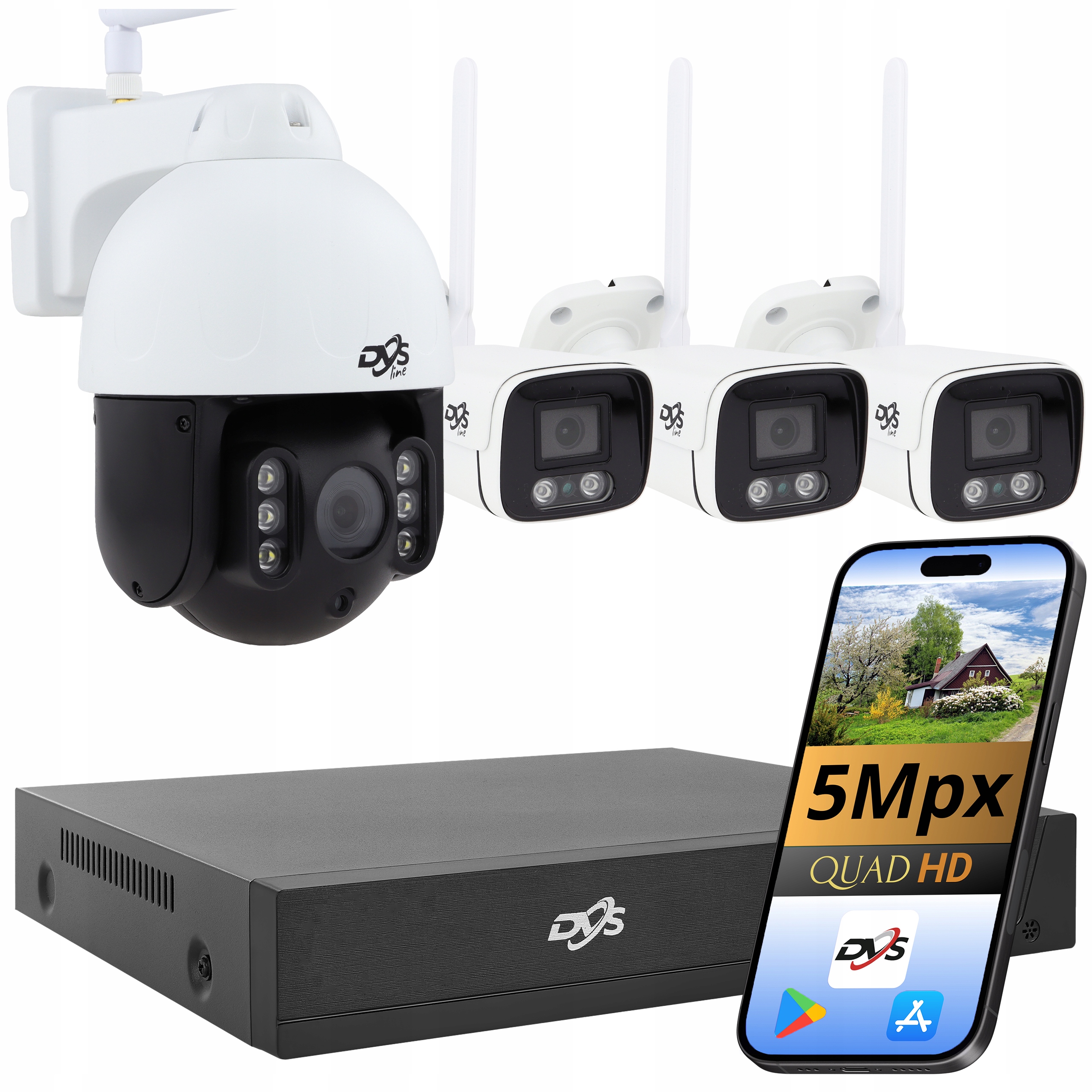 Wifi Monitorovanie, Bezdrôtové, 3 Tubusové Kamery 1 Otočná Kamera, Náhľad