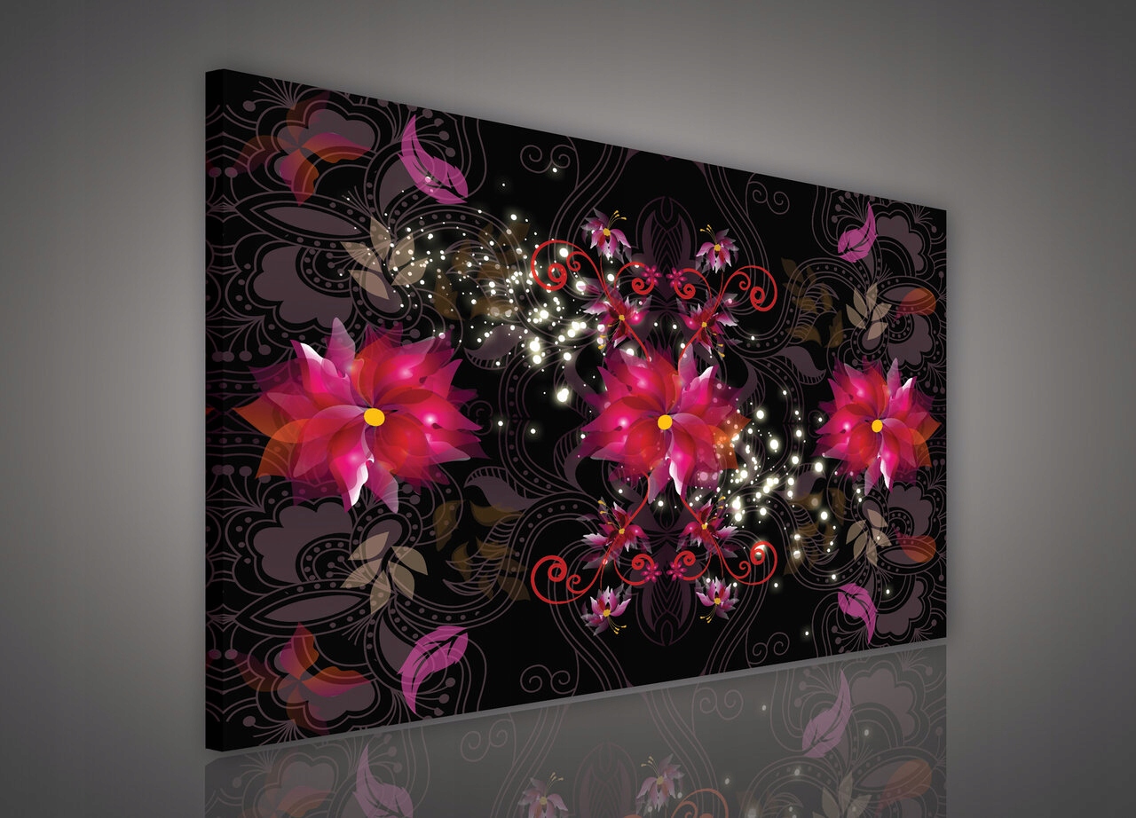 Obraz 100x75 Květiny lesk noc vzory ornament dekor elegance moderní