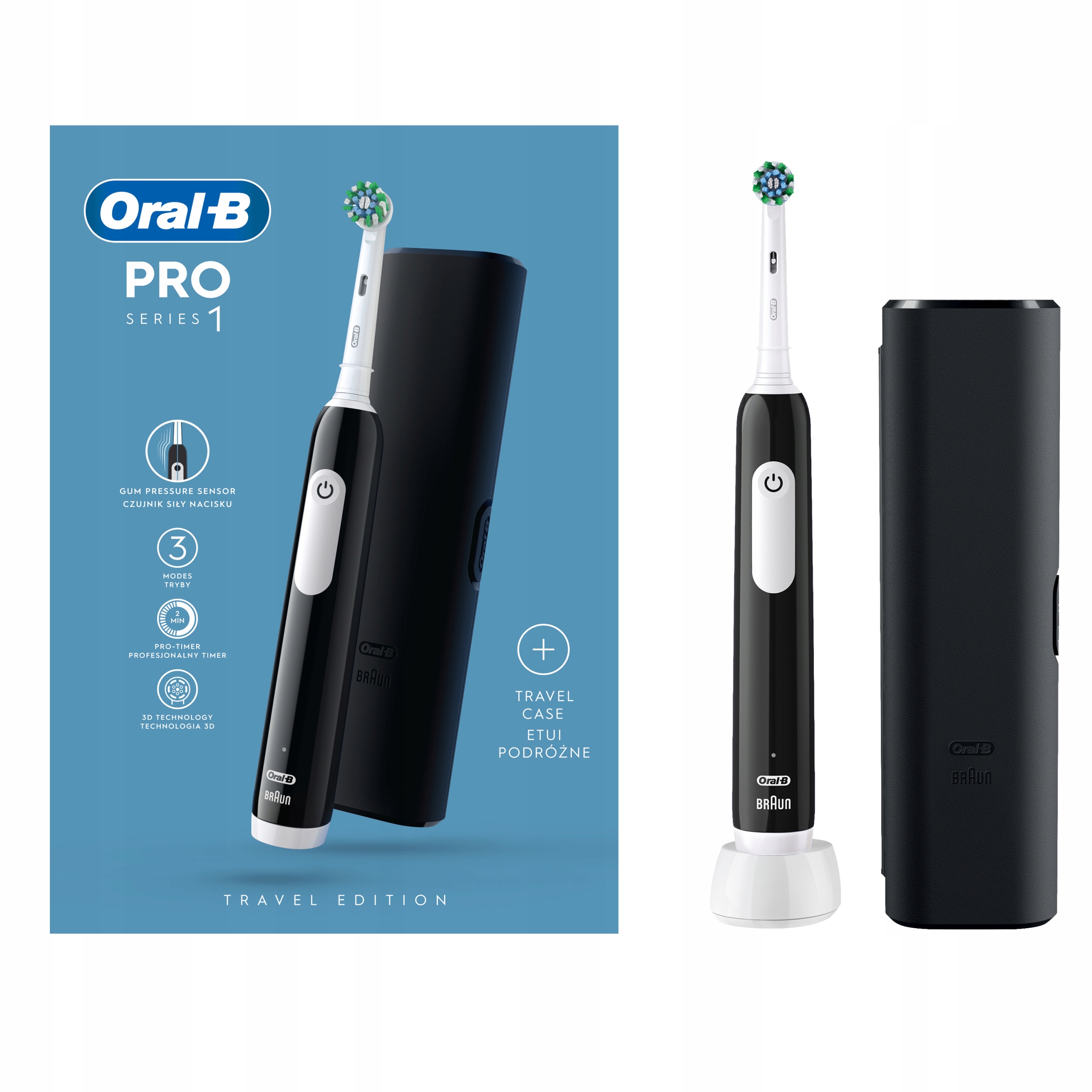 Szczoteczka elektryczna Oral-B Pro 1 black do zębów czarna z etui