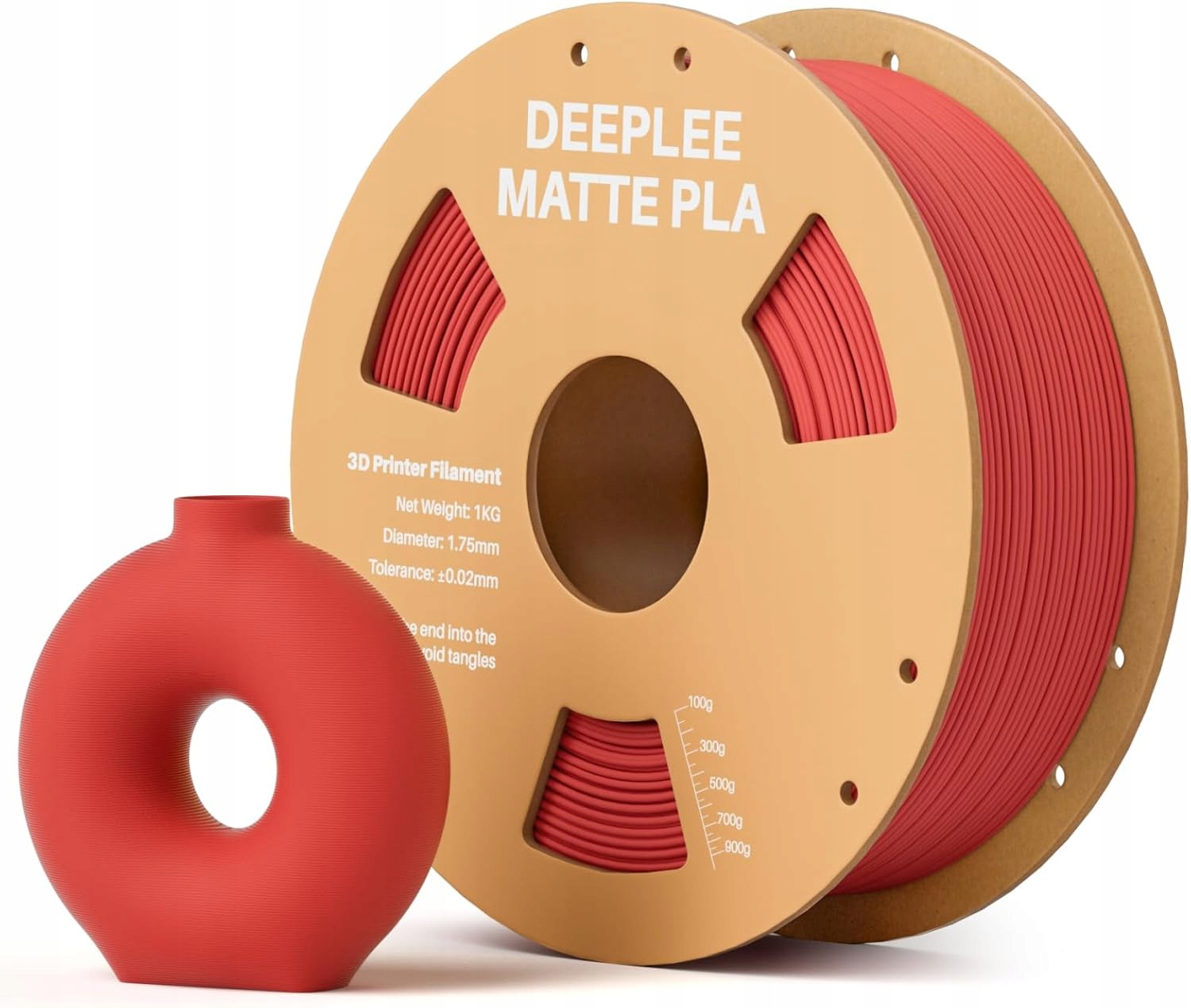 Deeplee Matte Pla 1,75 mm filament 3D 1 kg, rubinowo czerwony