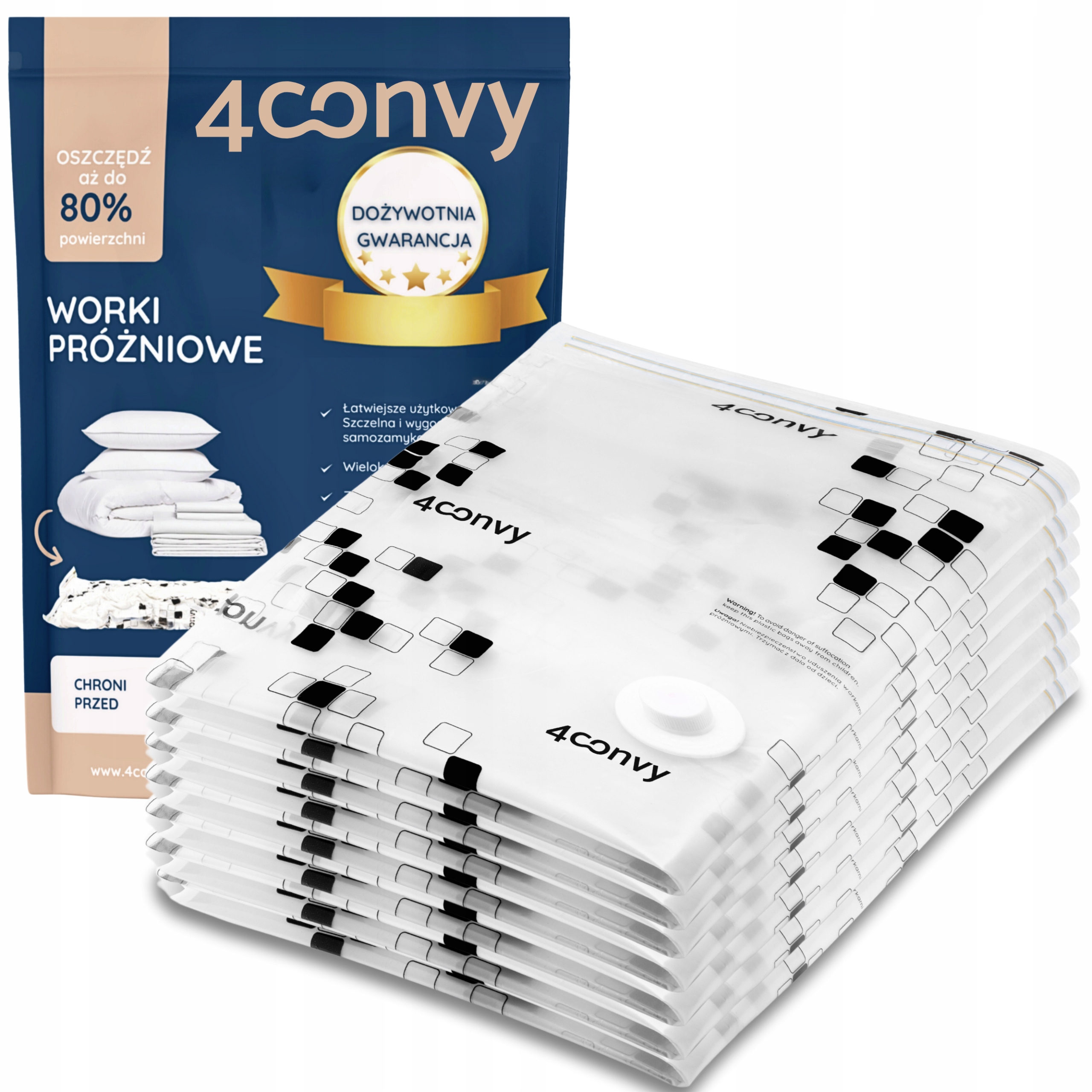 4CONVY 14 x Velký vákuový pytel 70x100 na povlečení oblečení, oblečení, přikrývky