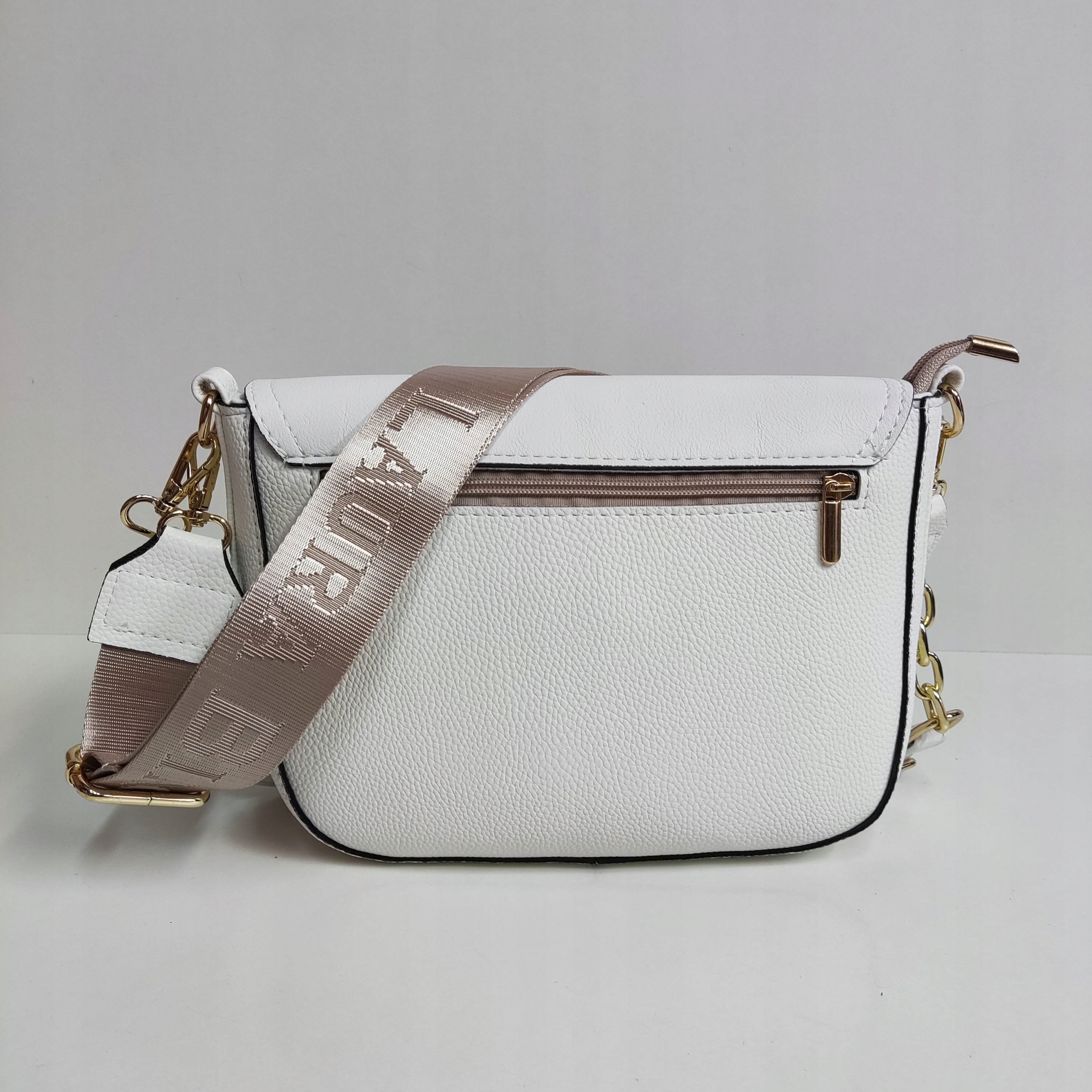 Torebka listonoszka Laura Biaggi Torba na ramię biała z klapą Marka Laura Biaggi