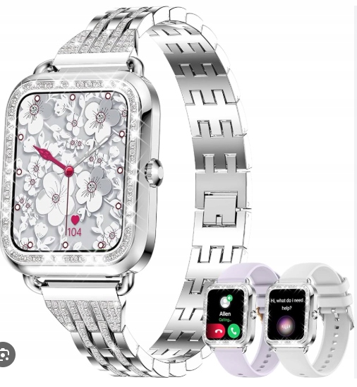 Smartwatch damski z funkcją telefonu 1,29" Srebrny Fitonyo L68 2 pas