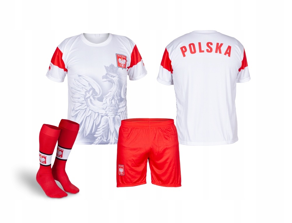 

Polska Orzeł Bialy strój komplet + getry roz. 152