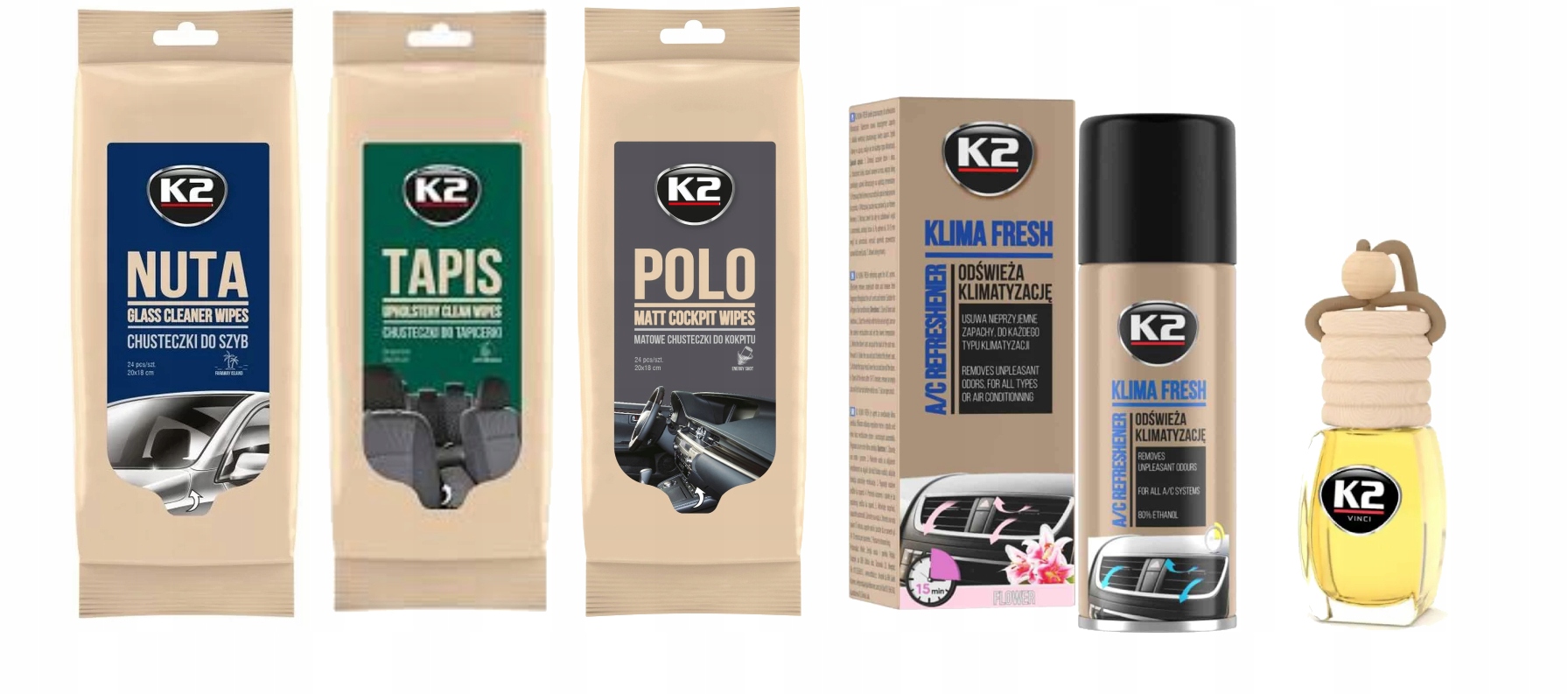 Zestaw kosmetyków do auta K2 9 elementów