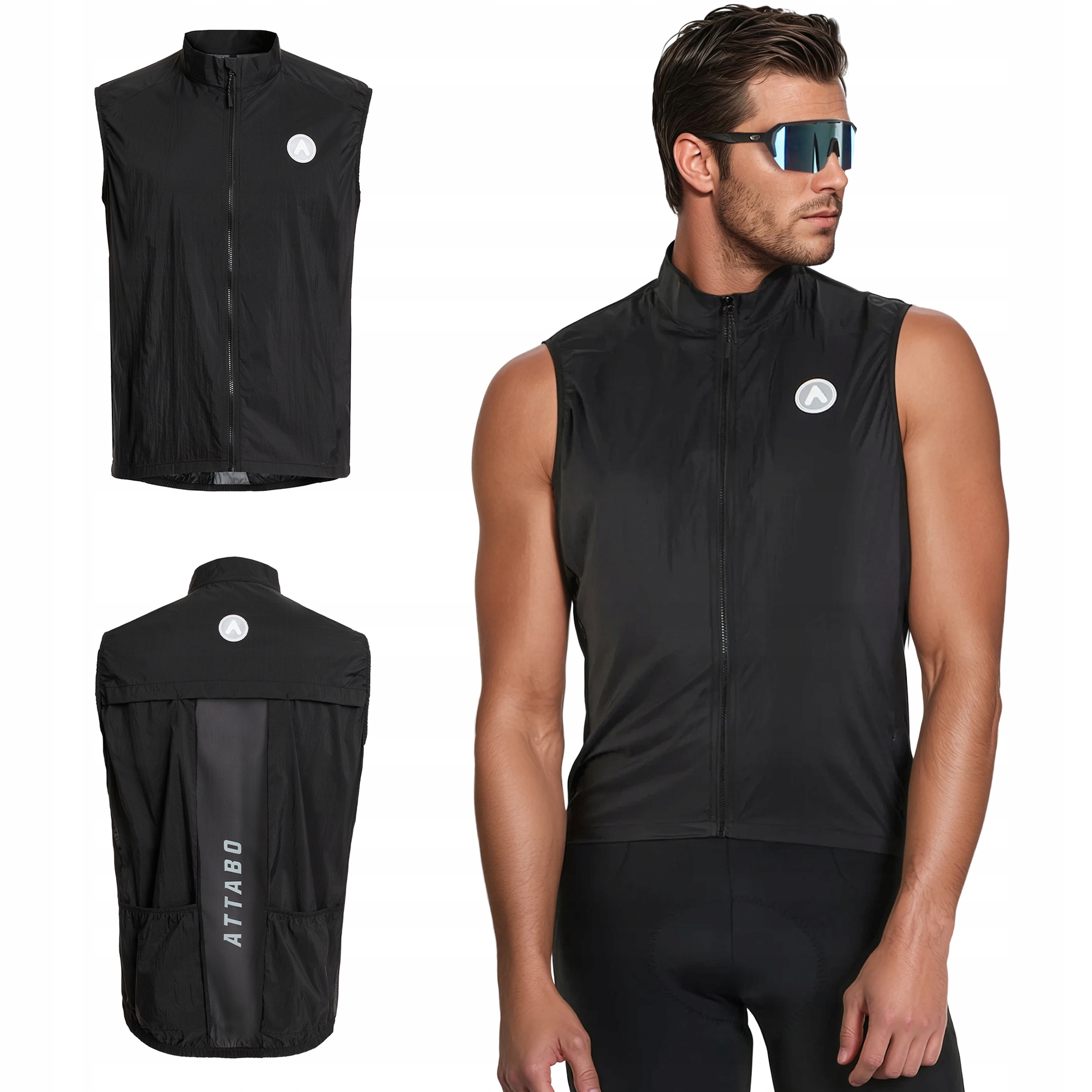 Kamizelka rowerowa Attabo Cahayo Vest Windproof czarny XXL Lekki Mateiał