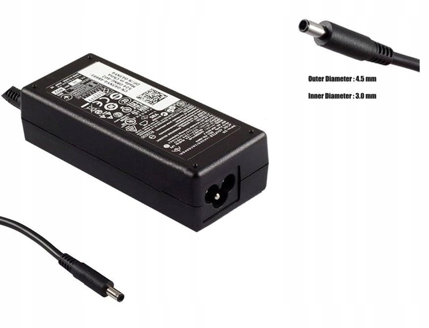 Zasilacz Ładowarka DELL 65W 19.5V 3.34A 4.5x3.0mm Cienki Bolec Oryginał