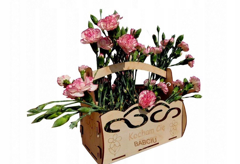 DREWNIANA DONICZKA koszyk nosidło na DZIEŃ BABCI