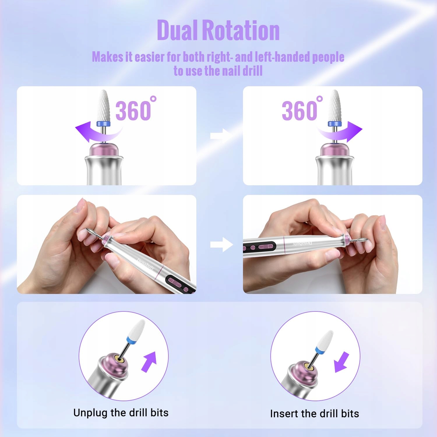 DENABUTY 13w1 Bezprzewodowa Frezarka 35000 obr/min Manicure Pedicure — miniatura 6