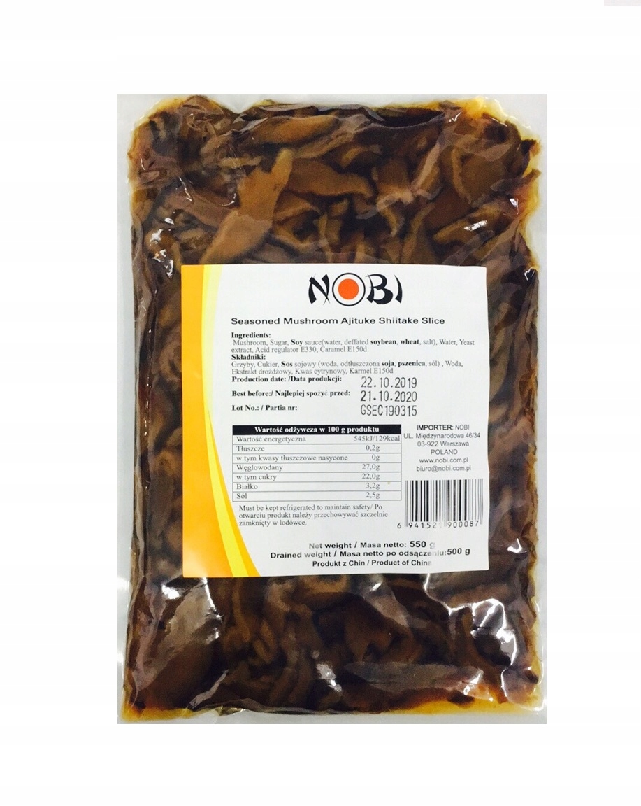 

Marynowane cięte grzyby Ajituke Shiitake 550 g