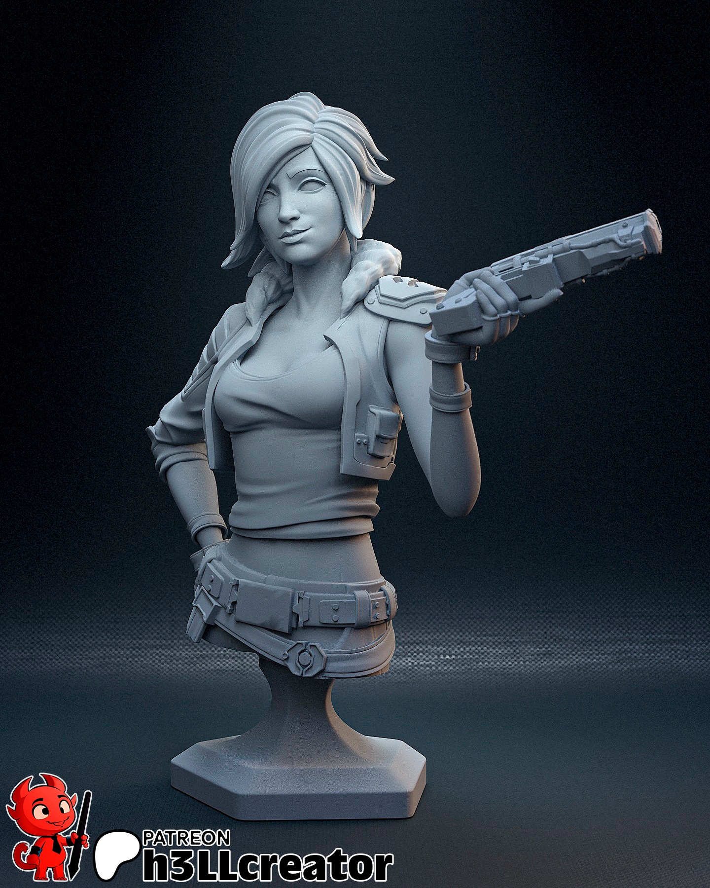 Figurka Lilith Borderlands 3 Busta h3LL creator 3D tisk 12K