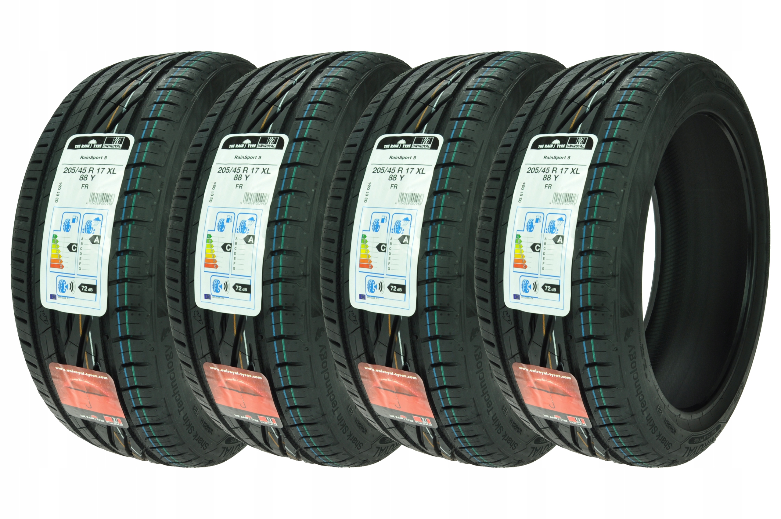 

4 x 205/45R17 XL 88Y Fr RainSport 5 Uniroyal Lato