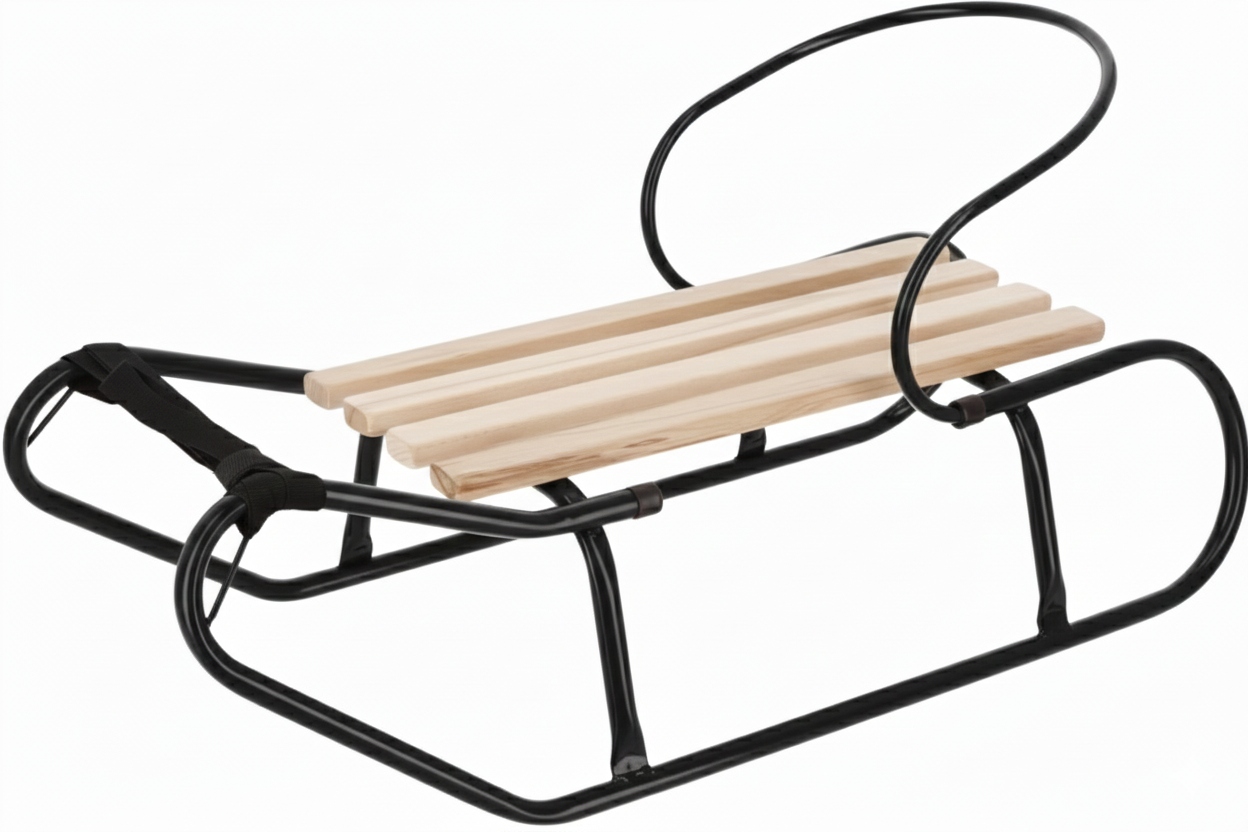 Mocne Polskie Sanki De Lux Z Oparciem Dla Dziecka Metalowe Czarne Matowe