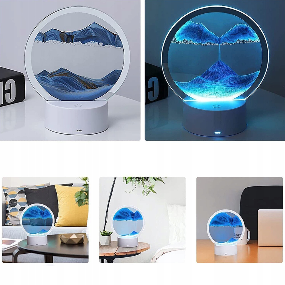 3D DYNAMICZNY PIASEK LAMPKA NOCNA LED SAND ART DECO PRZEŁĄCZNIK DOTYKOWY Marka bez marki