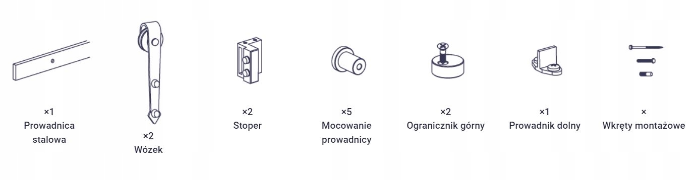 System do drzwi przesuwnych Loft V 200cm czarny Długość prowadnicy 2 m