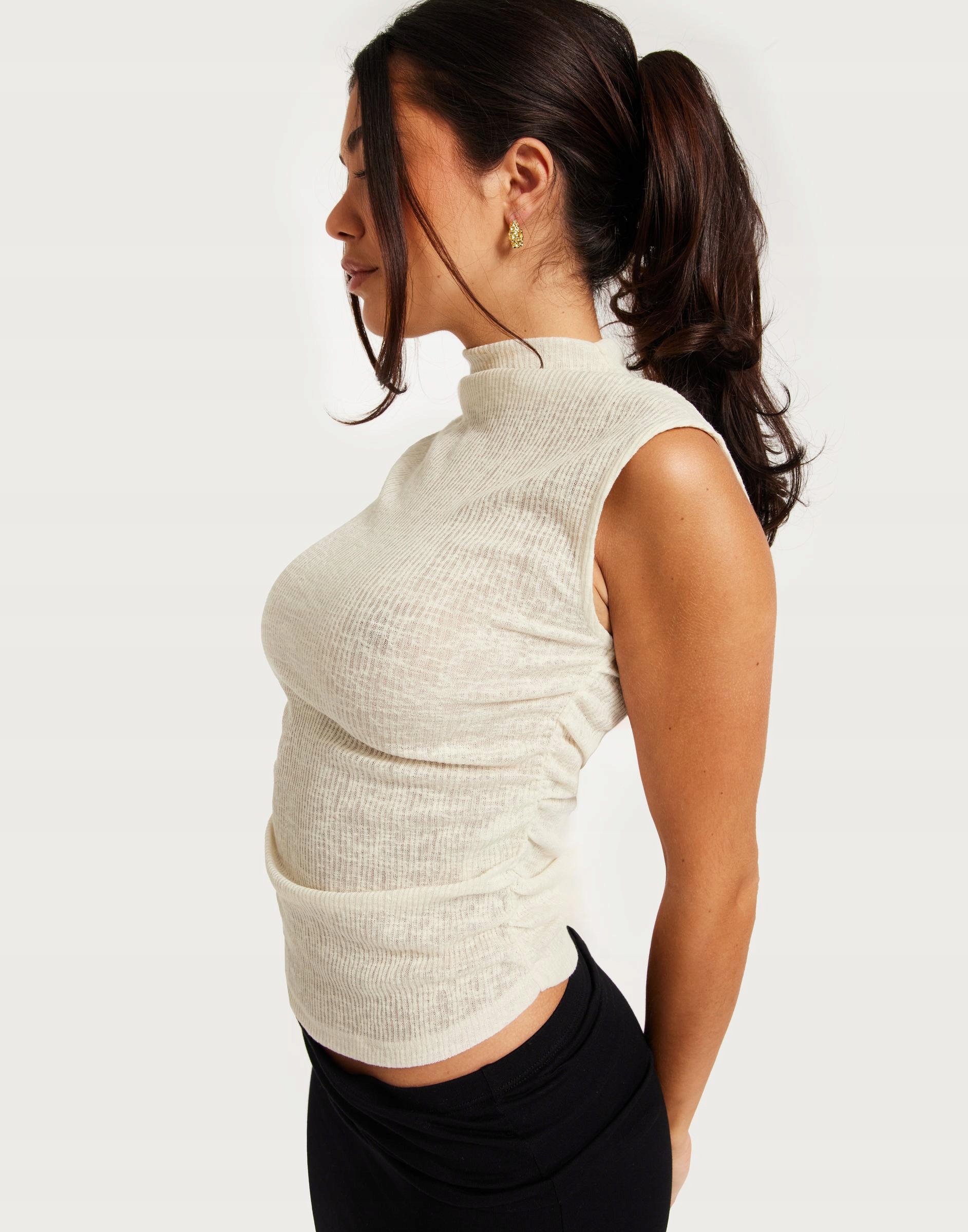 NELLY KREMOWY TOP STÓJKA CE7 NG5__S