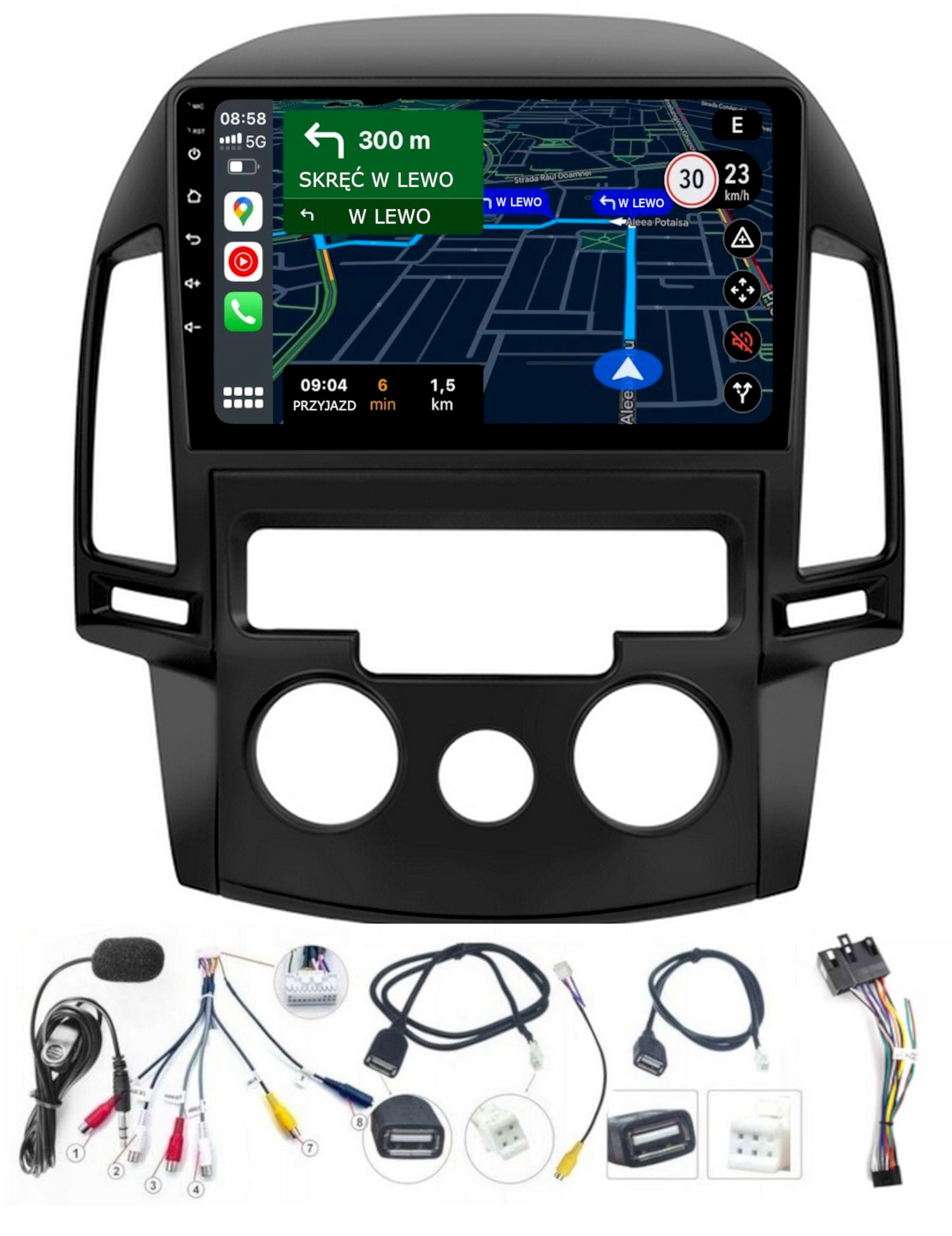 Radio Samochodowe Hyundai I30 2007-2012 Carplay Android-auto Bluetooth