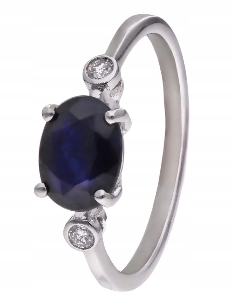 Prstýnek Ag 925 Safír a diamant CVD-3338-R-BS vel. 15