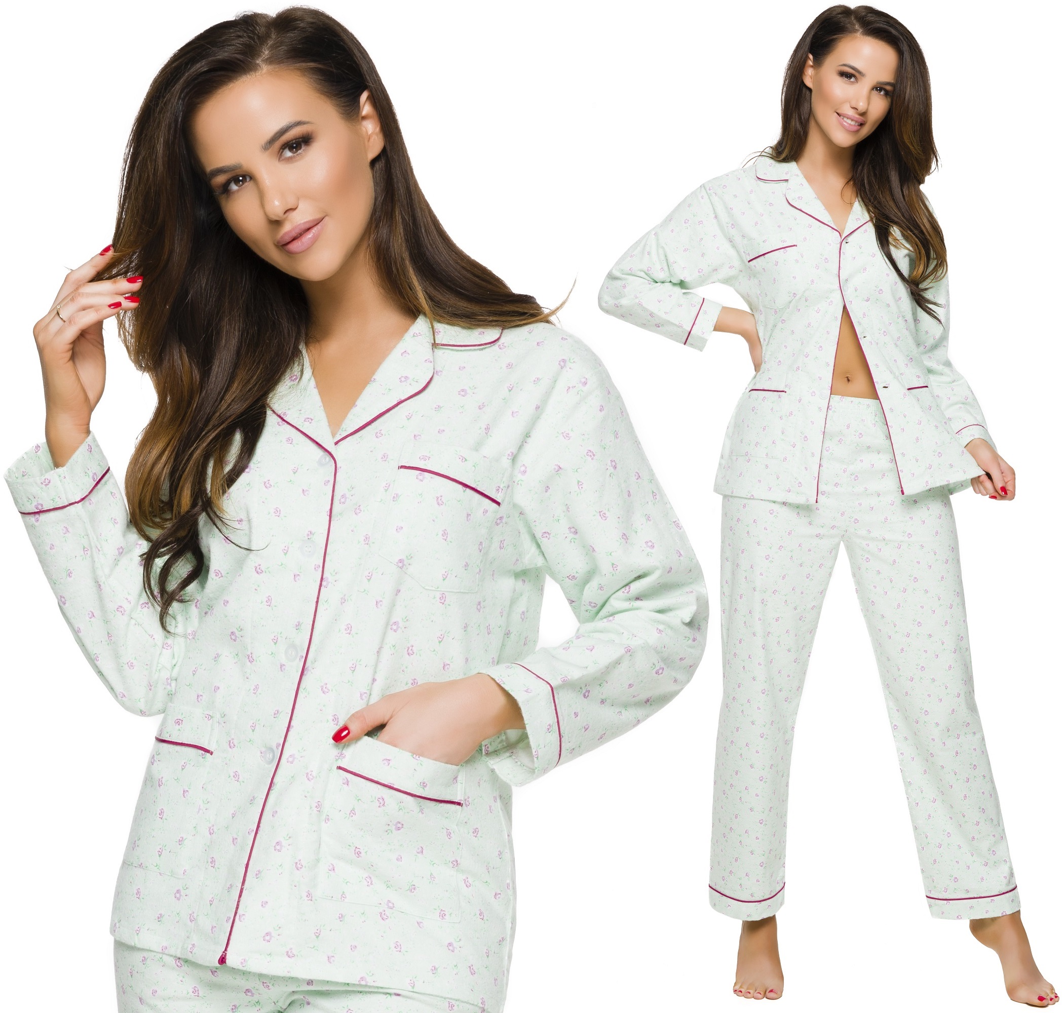 

Ciepła Flanelowa Rozpinana Gruba Piżama Damska XL